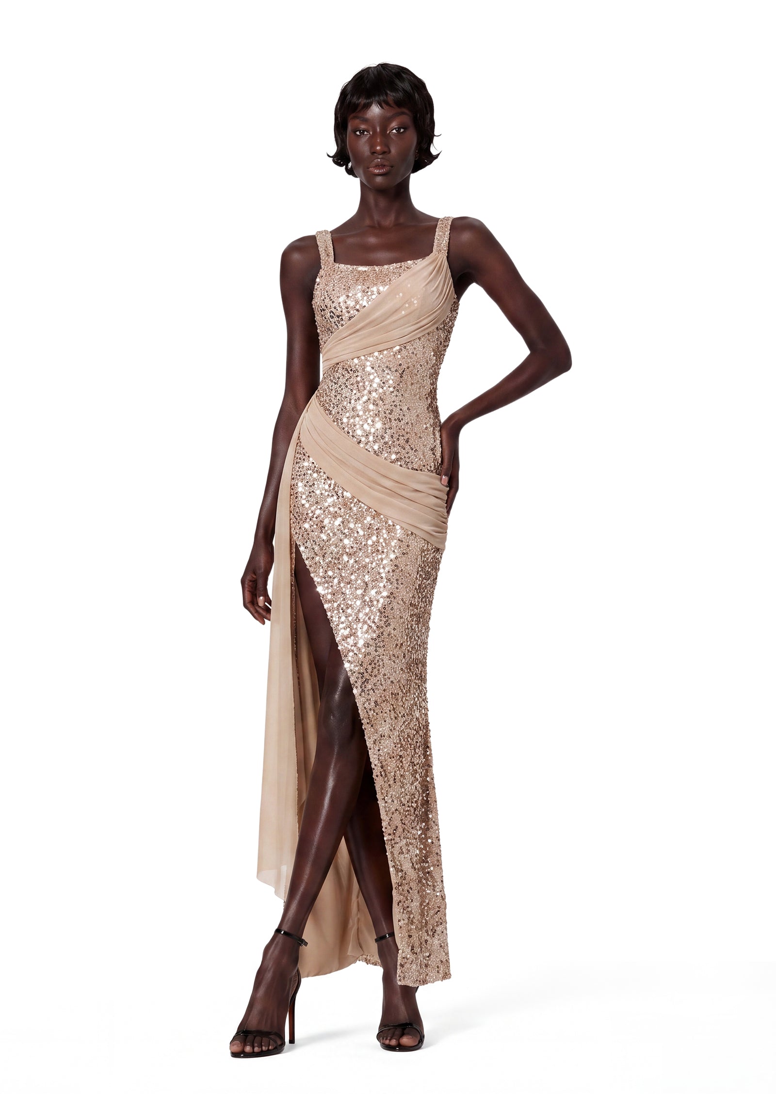 Beau Sequined Slit Maxi Dress