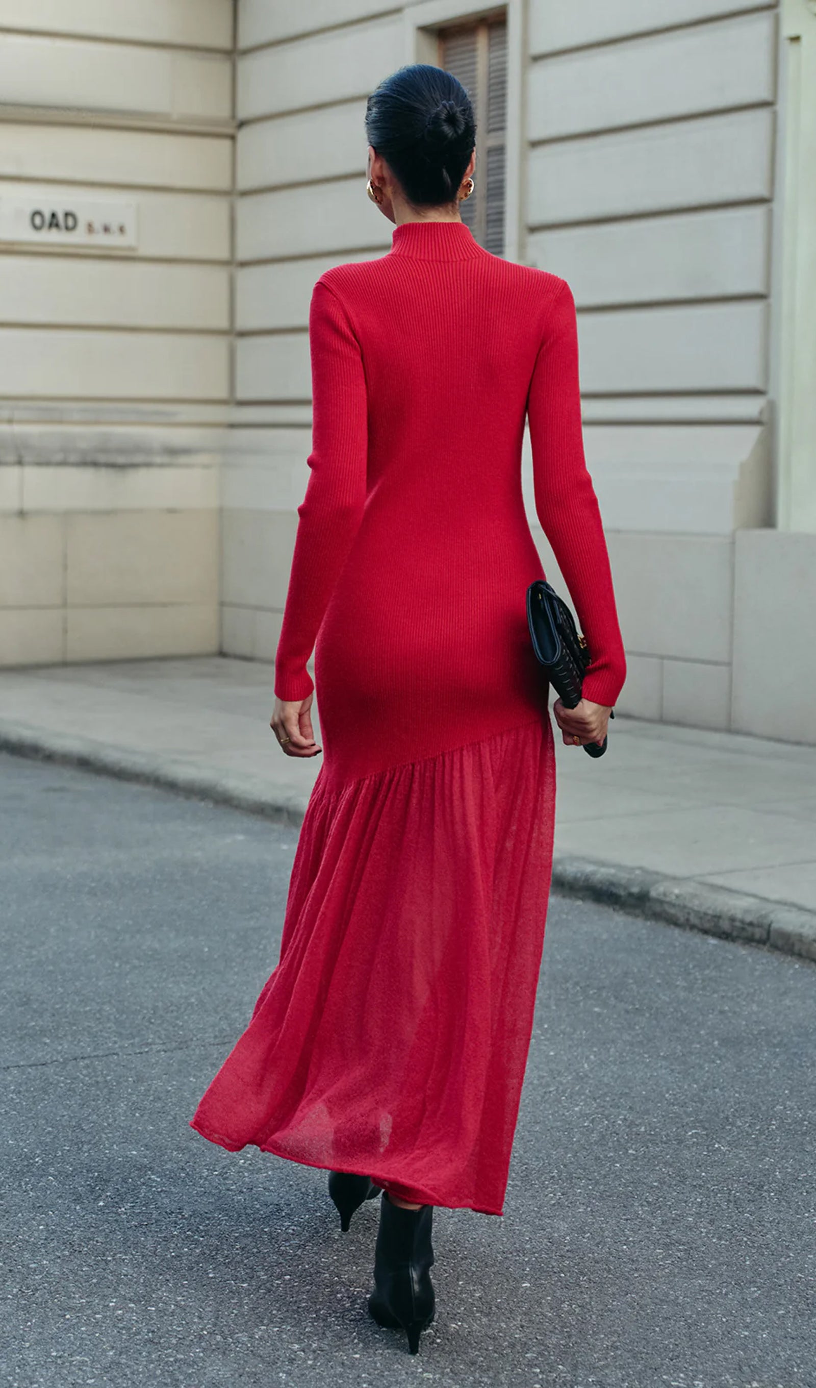 Midikleid in A-Linie mit Blumenmuster und Laternenärmeln