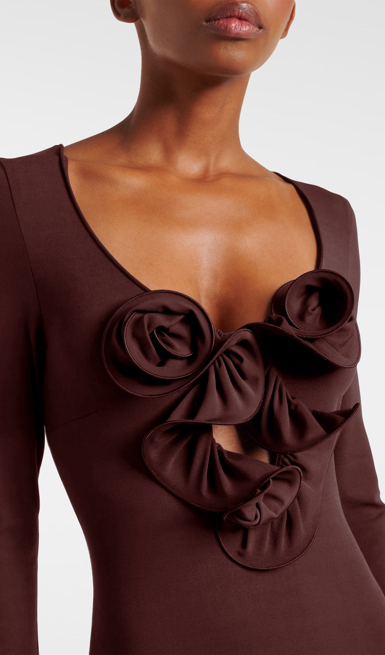 Midikleid in A-Linie mit Blumenmuster und Laternenärmeln