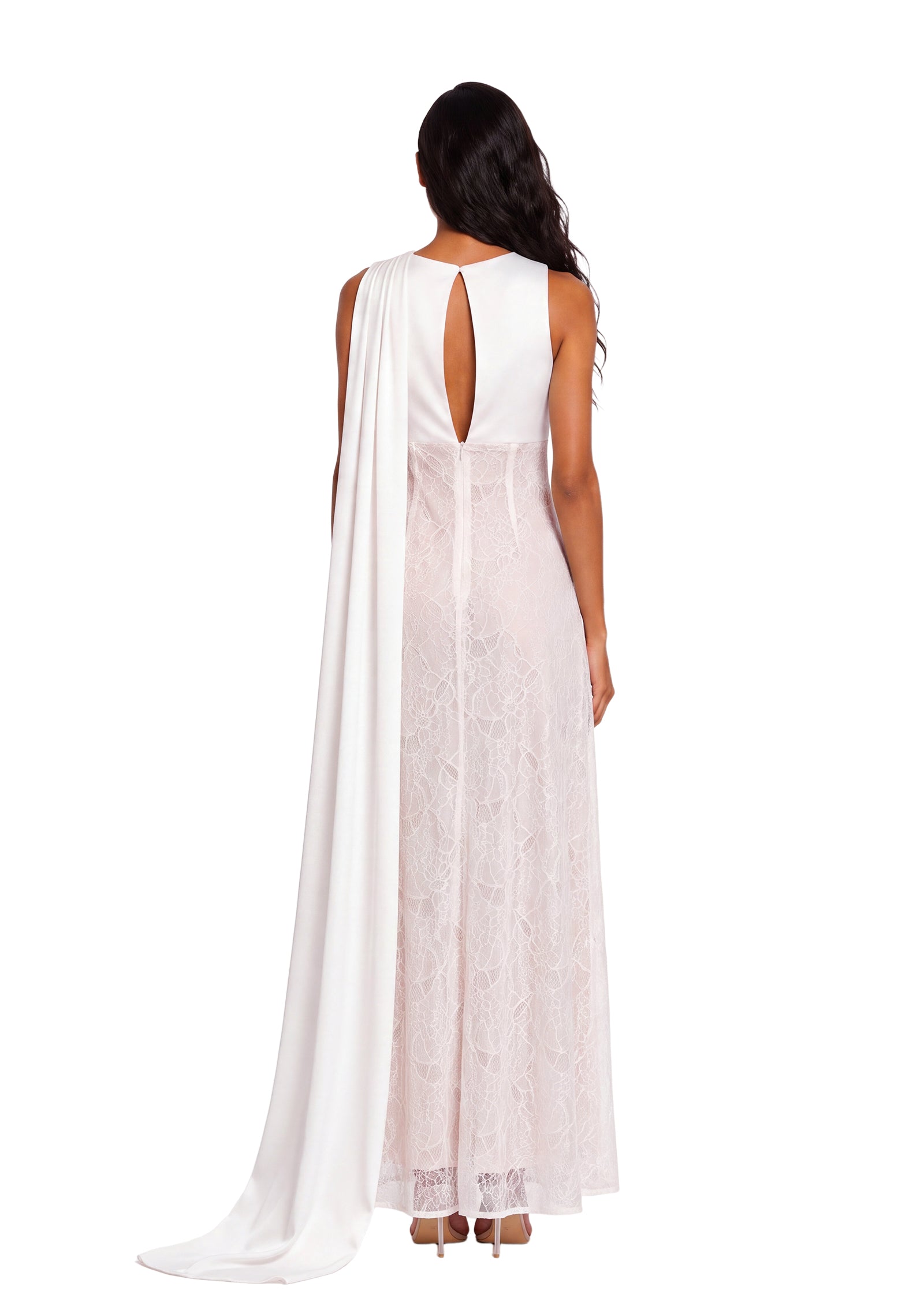 Yamka Lace Sleeveless Maxi Dress In White