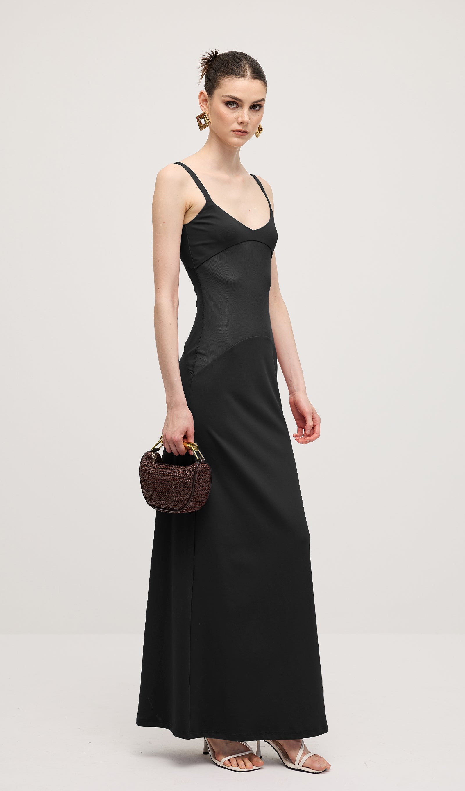 Sheer Knit Curve Maxi Dress In Black（Final Sale）