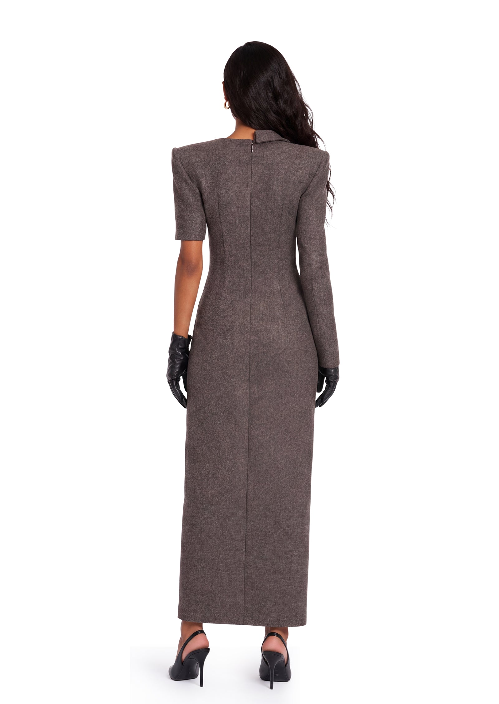 Midikleid in A-Linie mit Blumenmuster und Laternenärmeln