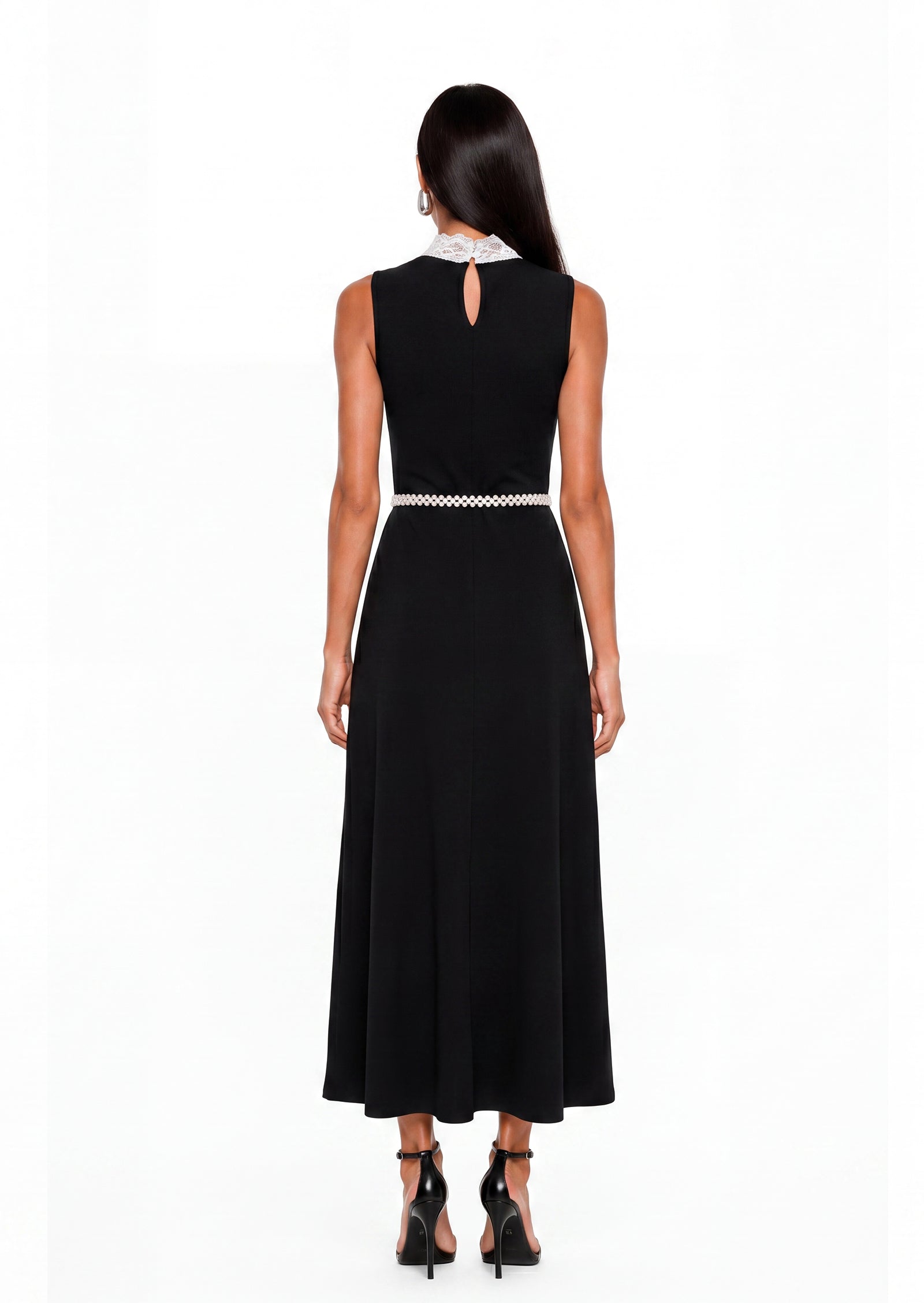 Midikleid in A-Linie mit Blumenmuster und Laternenärmeln