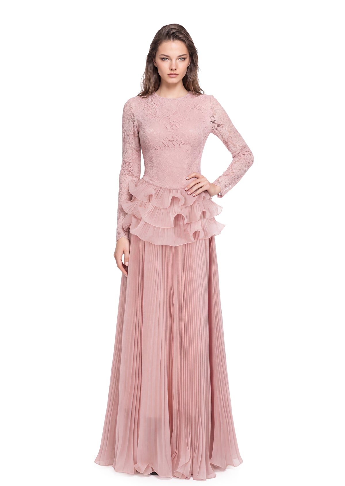 Yettie Lace Ruffle Maxi Dress