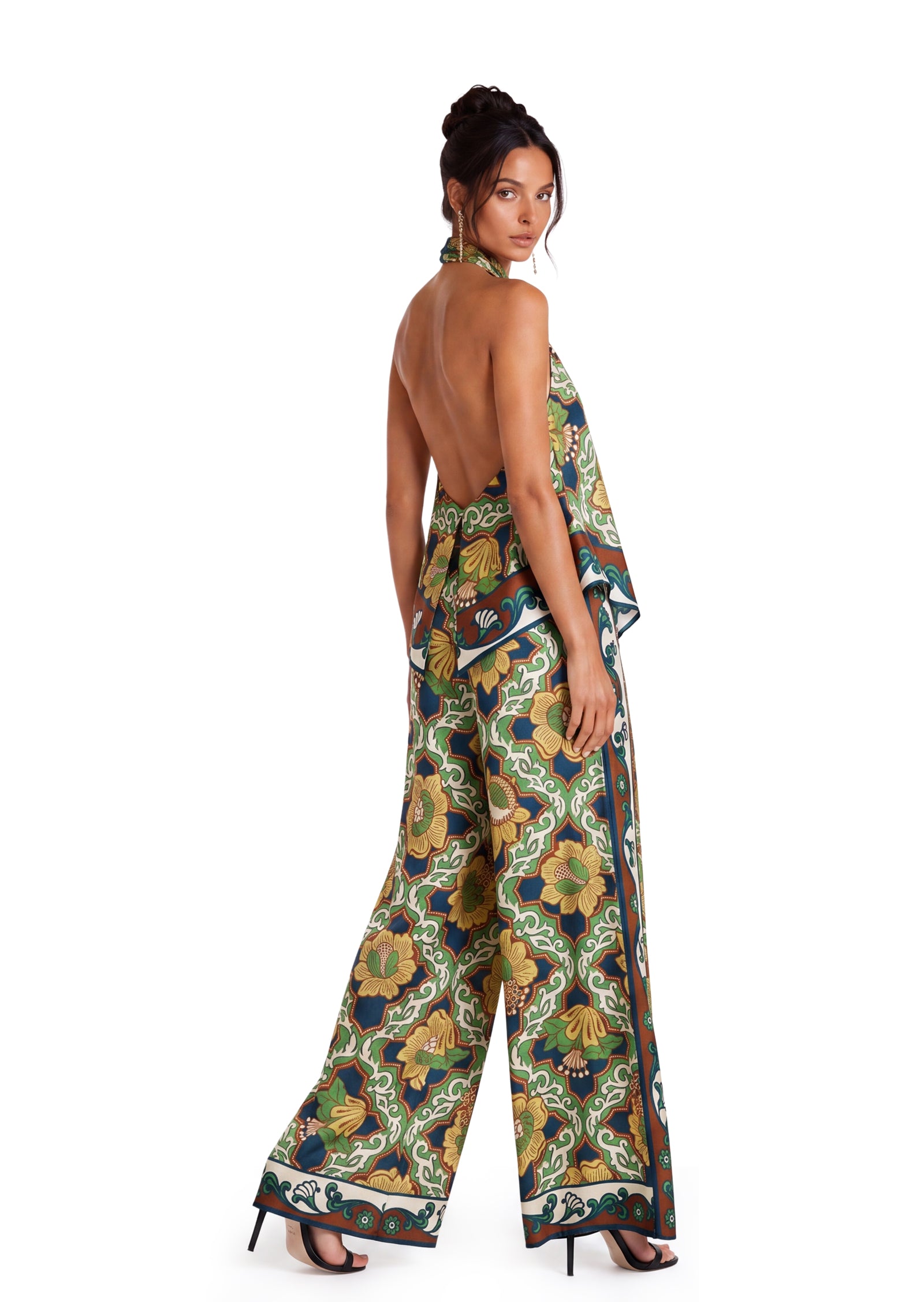 Midikleid in A-Linie mit Blumenmuster und Laternenärmeln