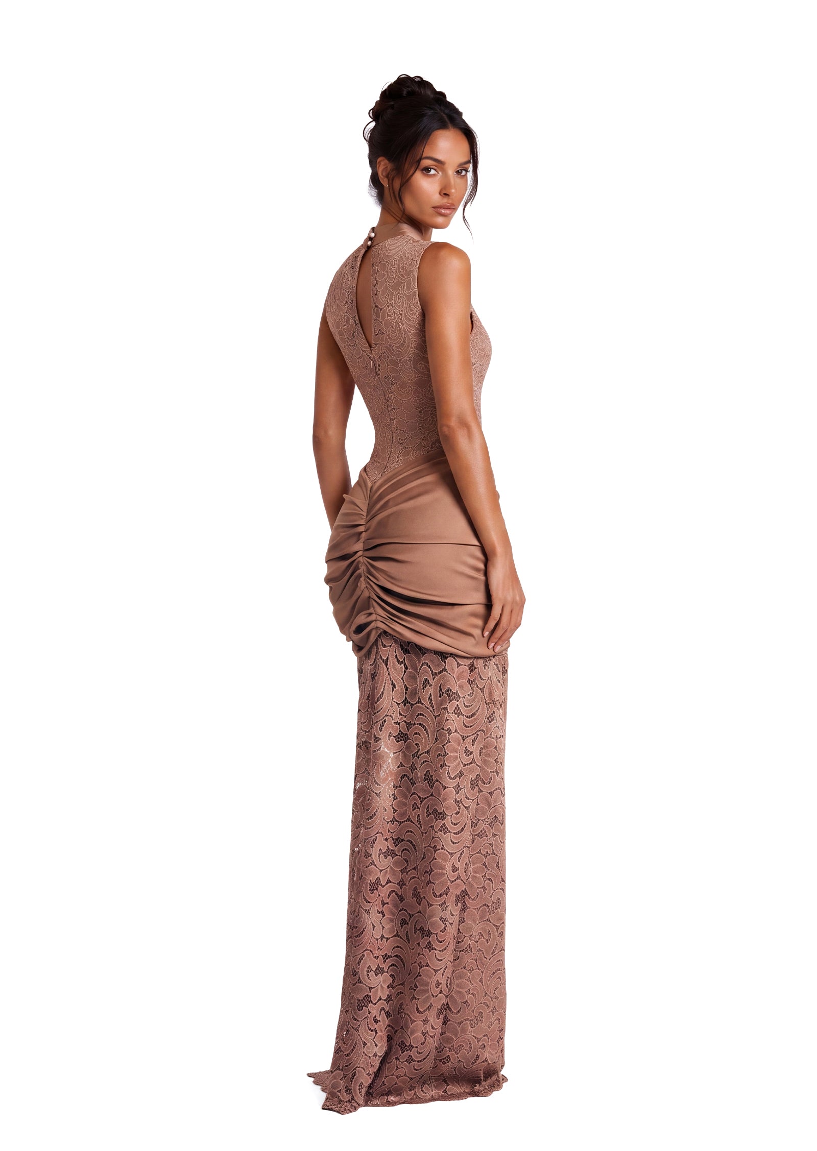 Midikleid in A-Linie mit Blumenmuster und Laternenärmeln