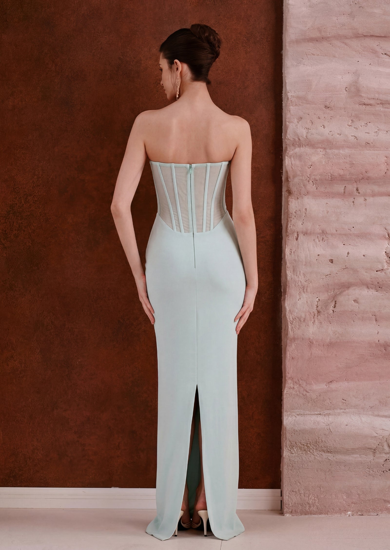 Midikleid in A-Linie mit Blumenmuster und Laternenärmeln