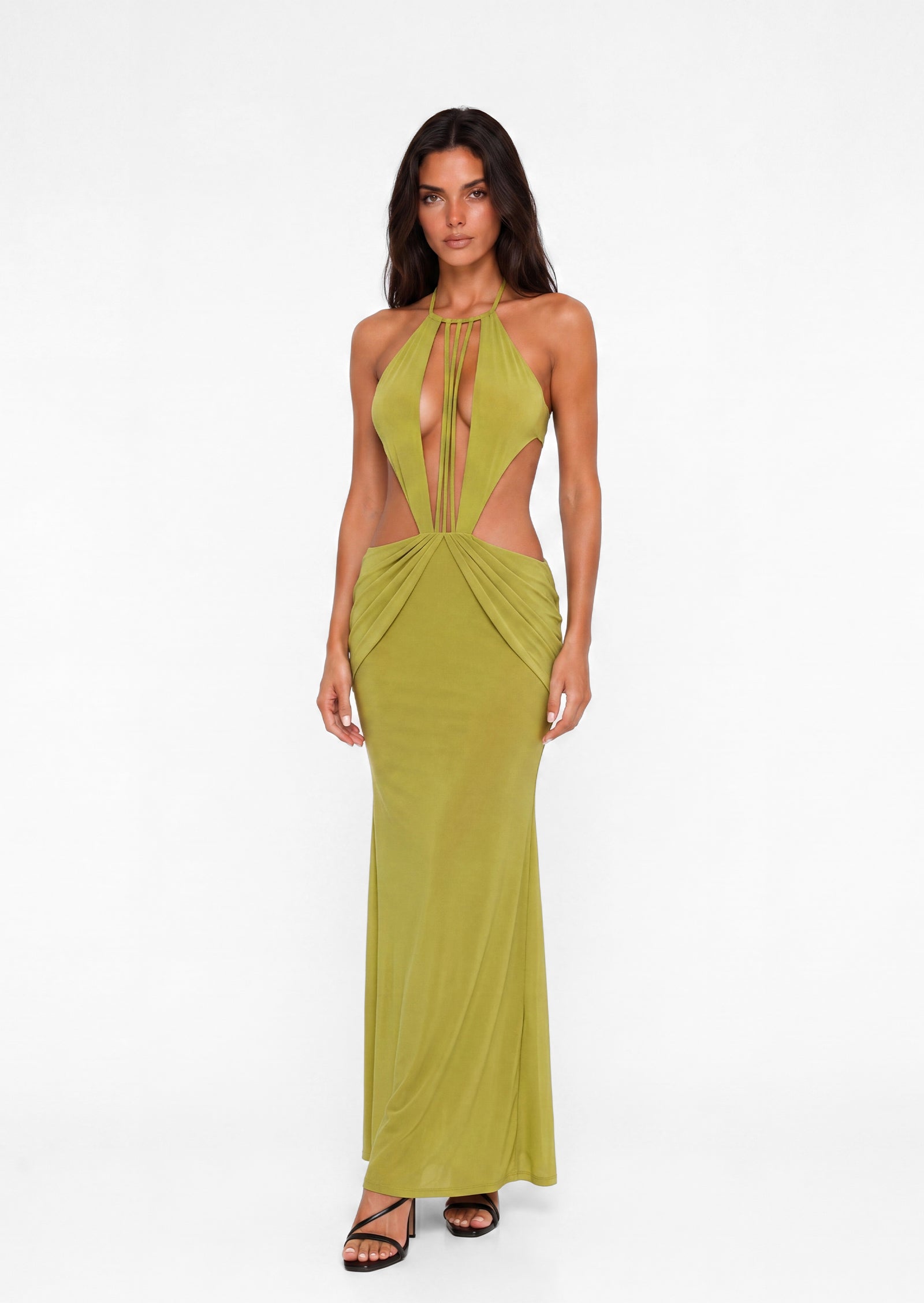 Caerwyn Draped Backless Maxi Dress