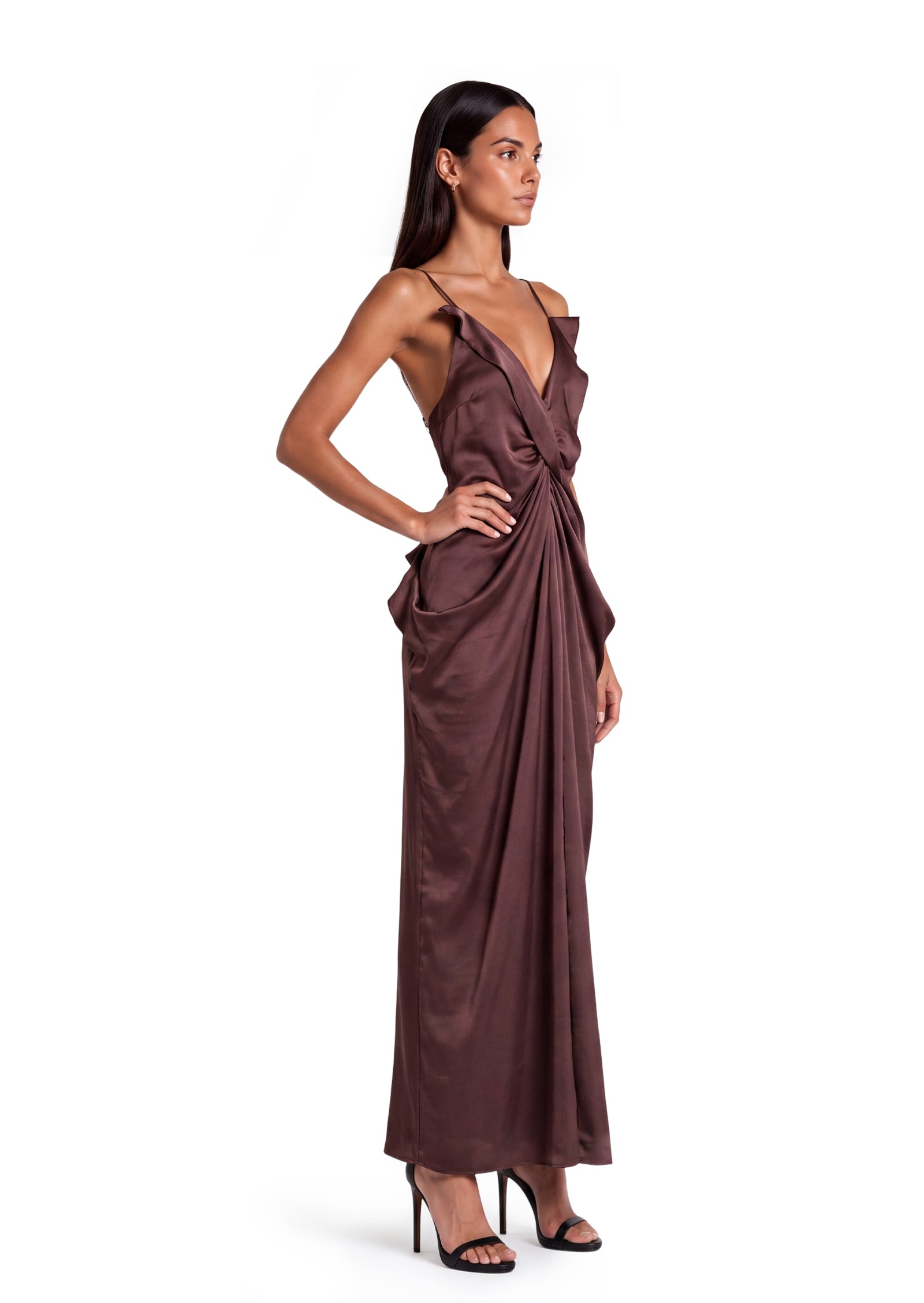 Midikleid in A-Linie mit Blumenmuster und Laternenärmeln