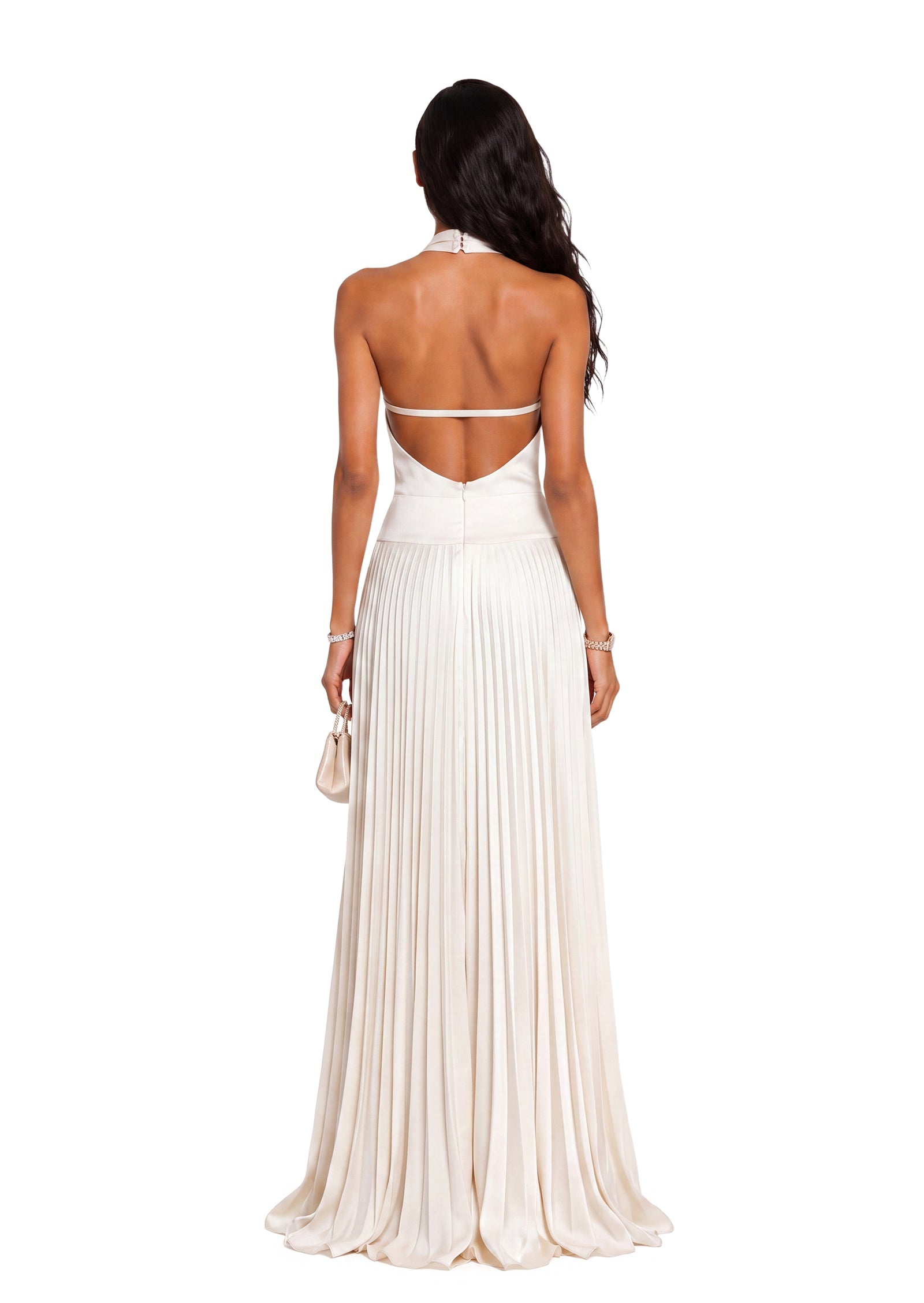 Gail Halter Neck Maxi Dress In White