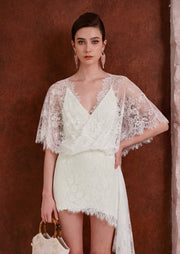 Midikleid in A-Linie mit Blumenmuster und Laternenärmeln