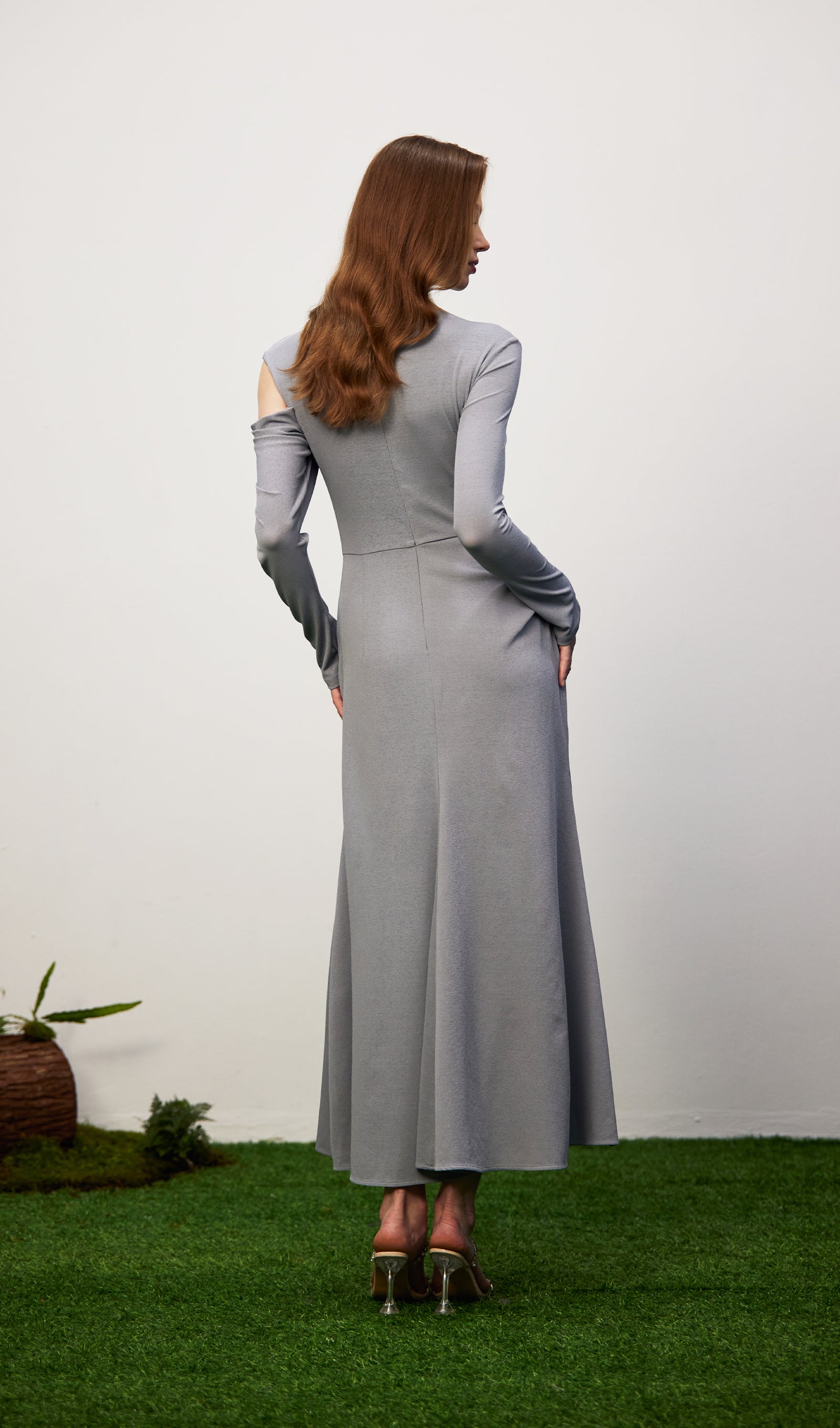 Midikleid in A-Linie mit Blumenmuster und Laternenärmeln