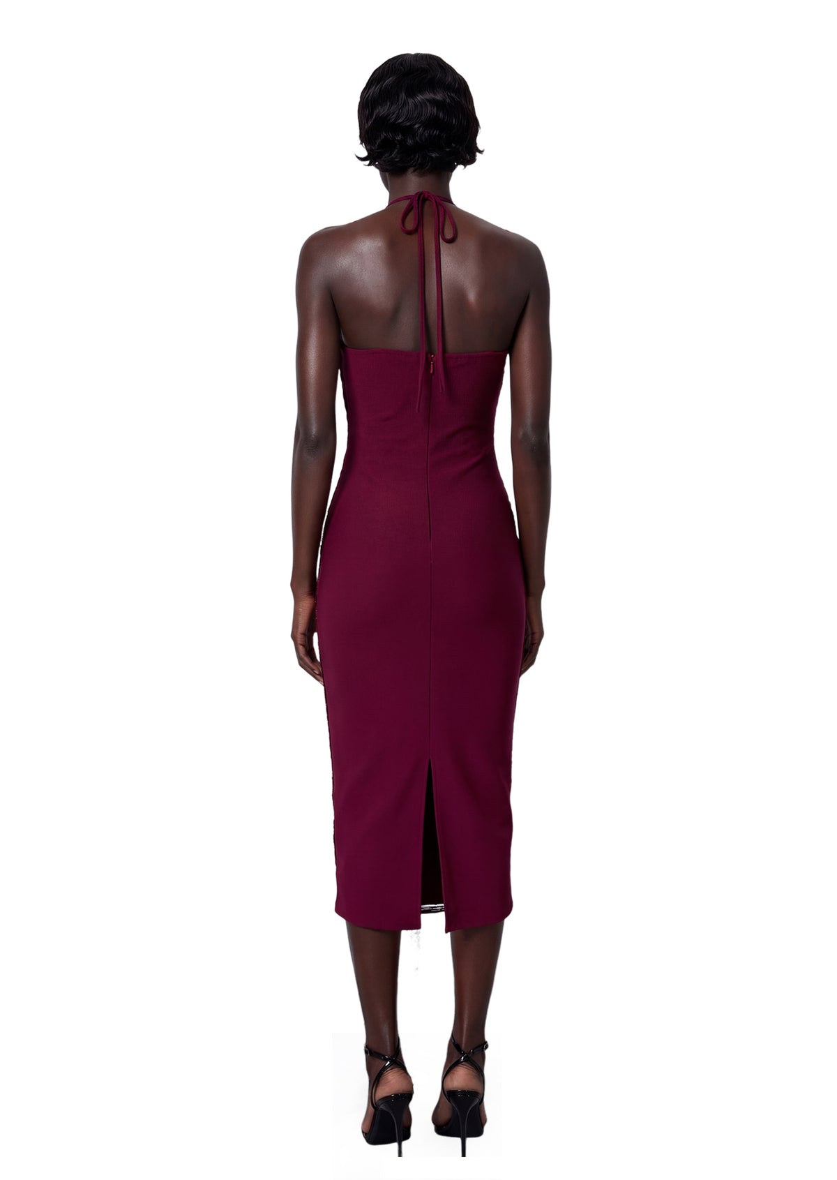 Midikleid in A-Linie mit Blumenmuster und Laternenärmeln