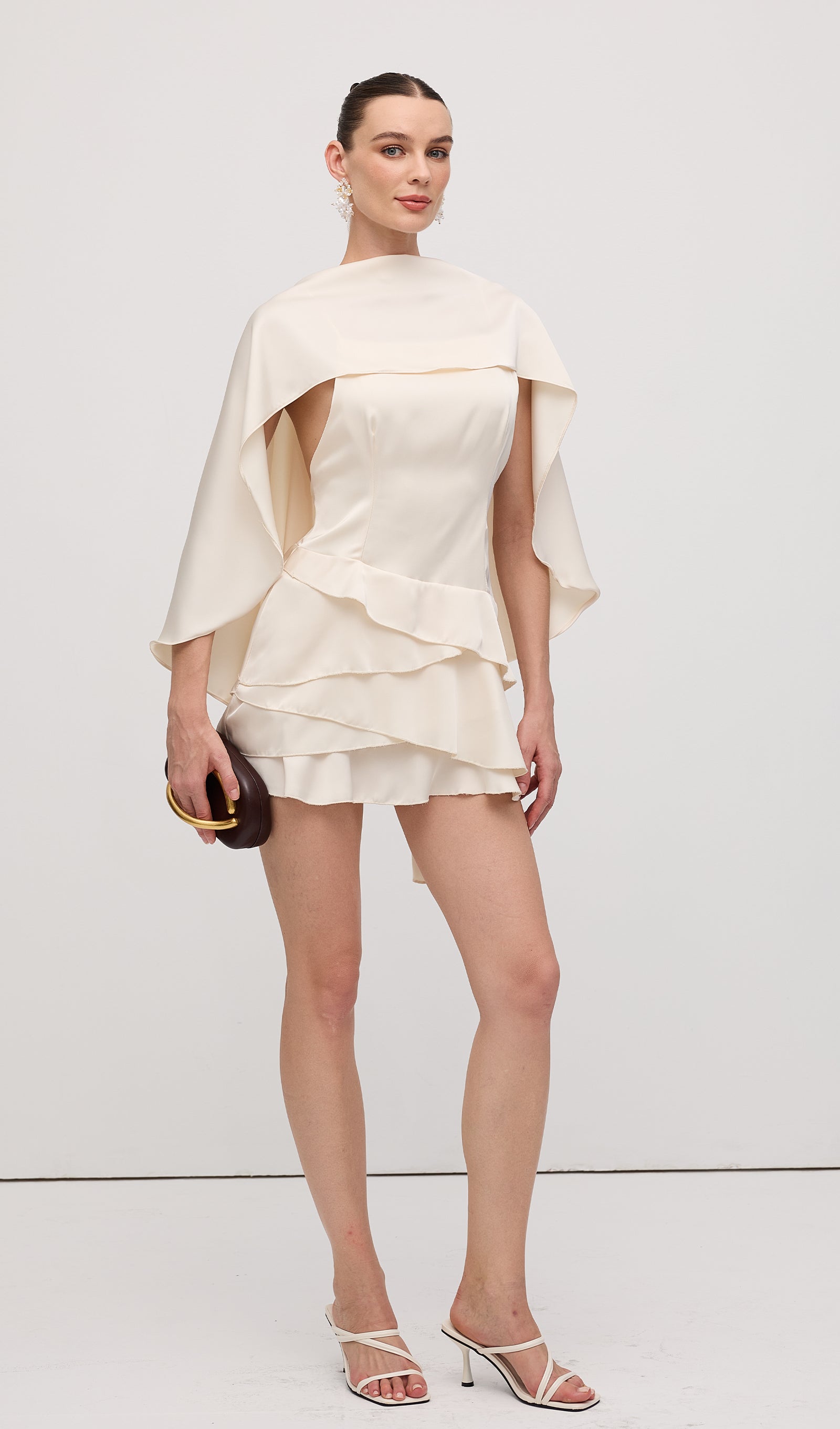 Midikleid in A-Linie mit Blumenmuster und Laternenärmeln