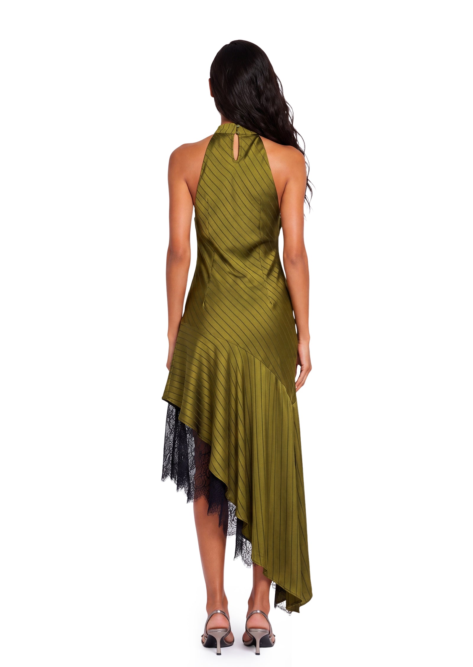 Midikleid in A-Linie mit Blumenmuster und Laternenärmeln