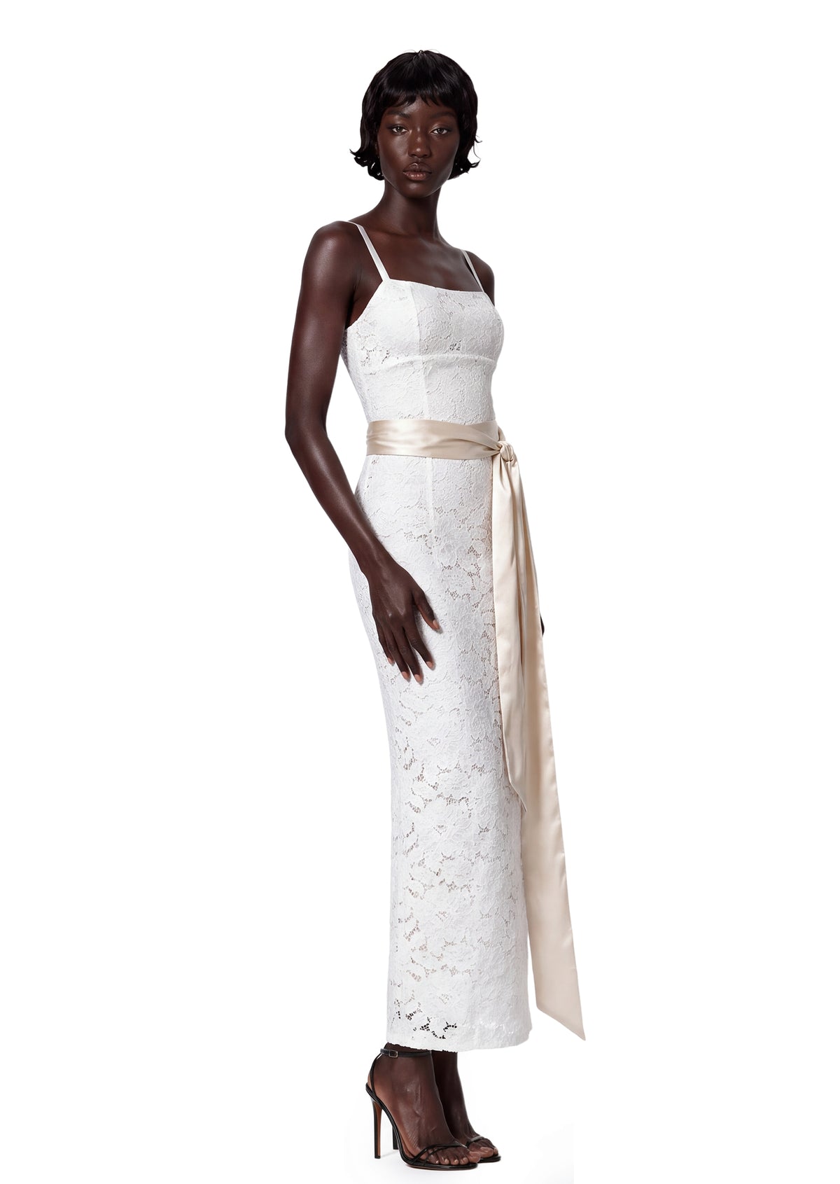 Midikleid in A-Linie mit Blumenmuster und Laternenärmeln