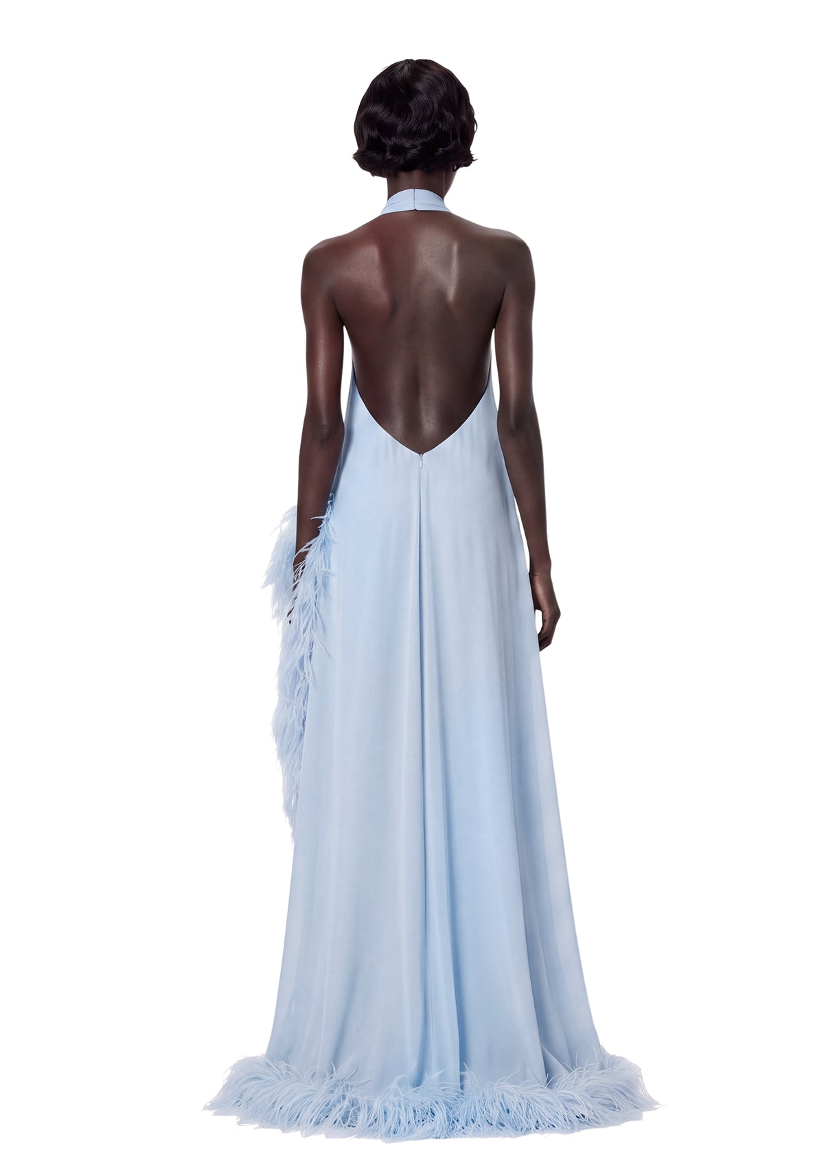 Leola Halter Neck Sleeveless Maxi Dress In Blue