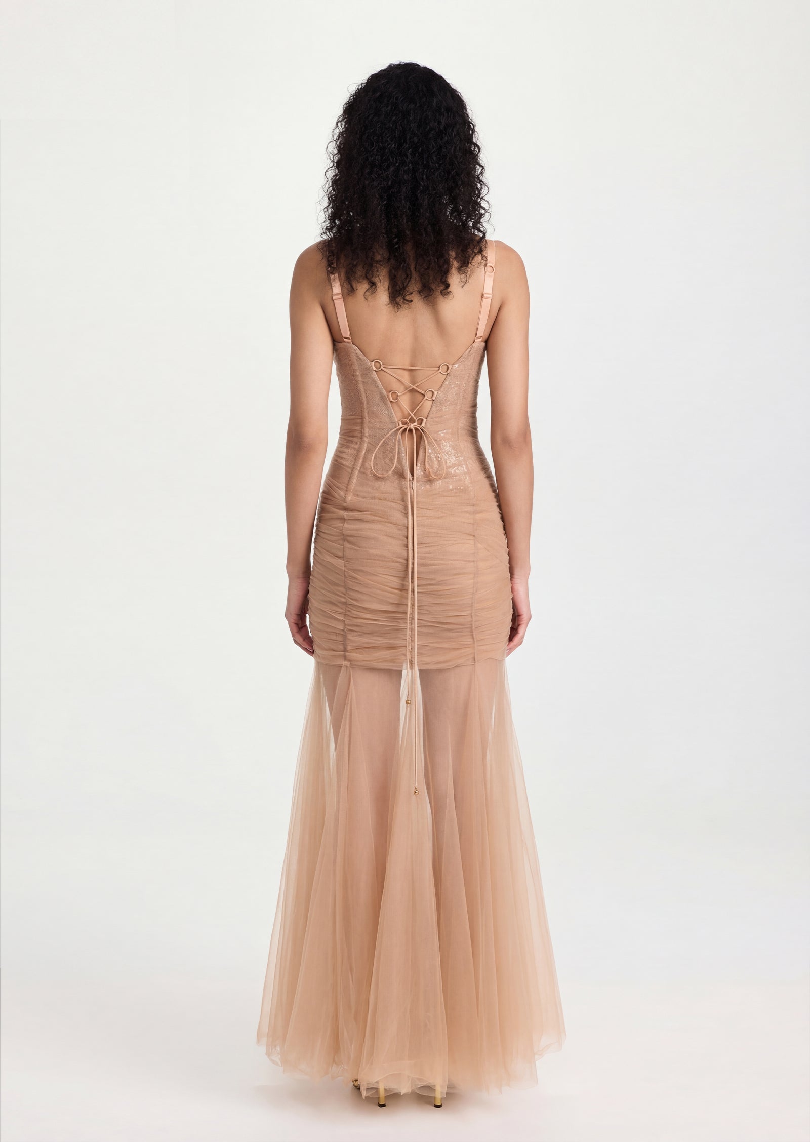 Juanita Sheer Lace Corset Maxi Dress