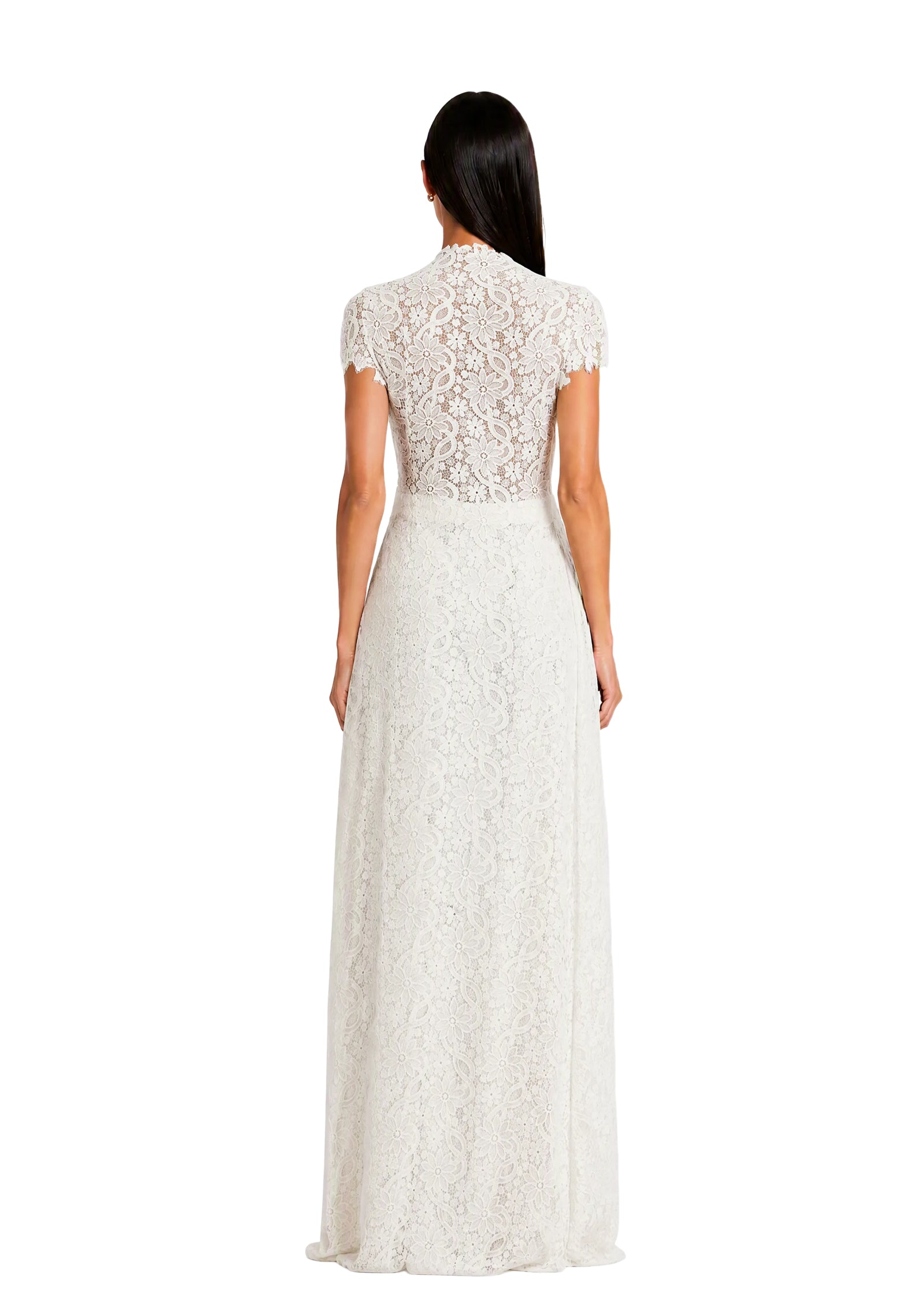 Waiola Long Top & Flared Pants Set In Lace In White