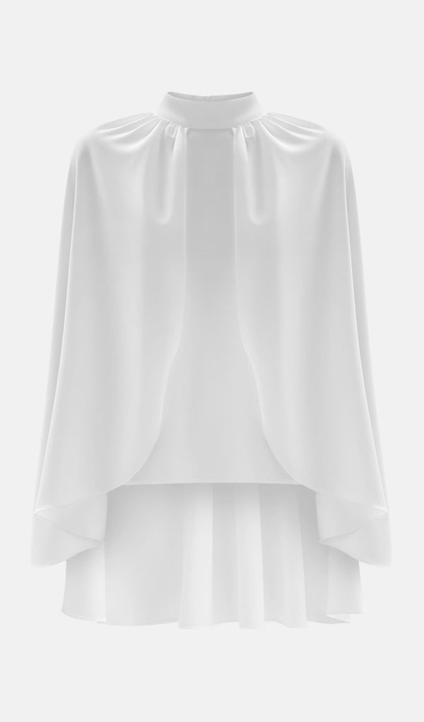 Blouse With Tonal Cape And Flared Maxi Skirt Sets