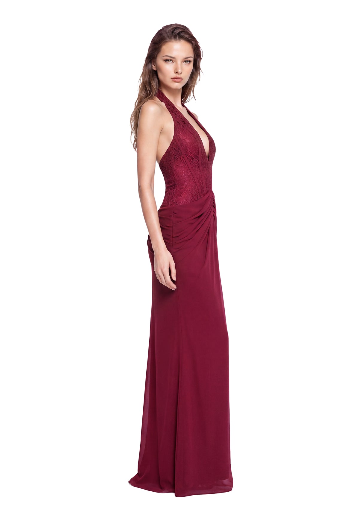 Yvian Lace Halter Neck Maxi Dress