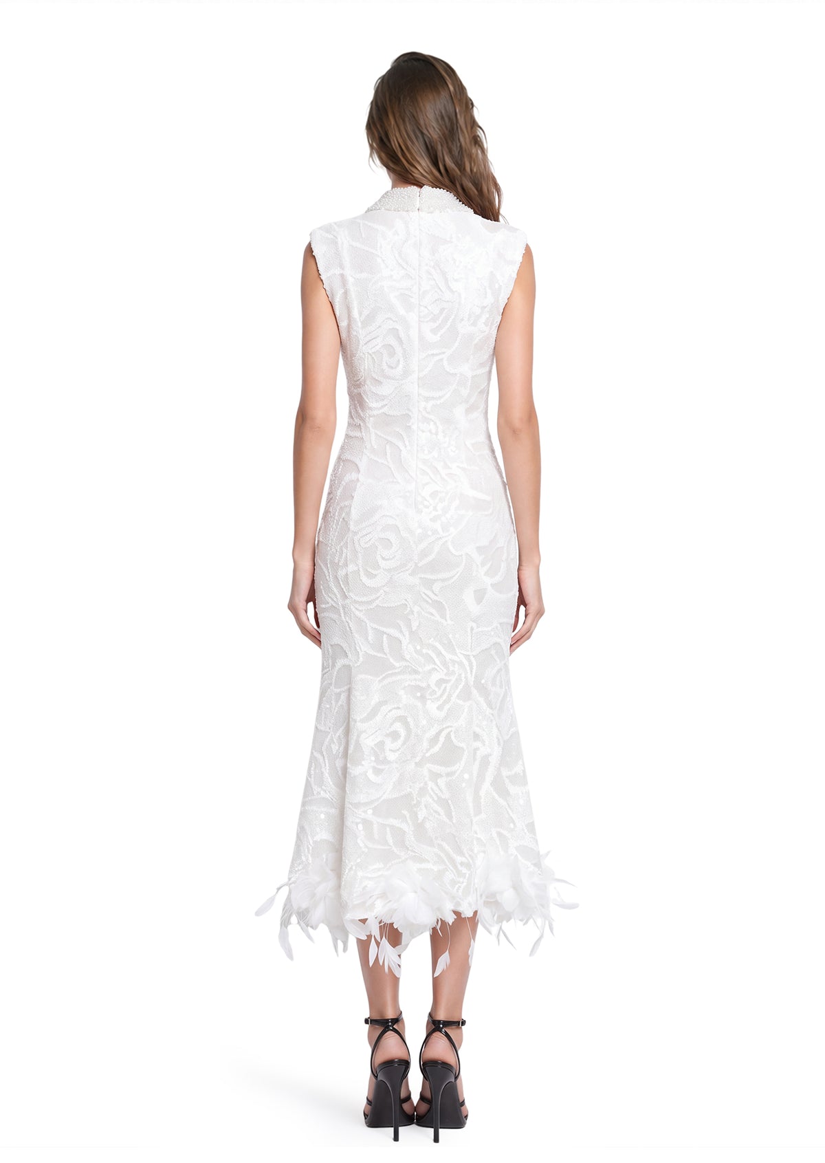 Midikleid in A-Linie mit Blumenmuster und Laternenärmeln