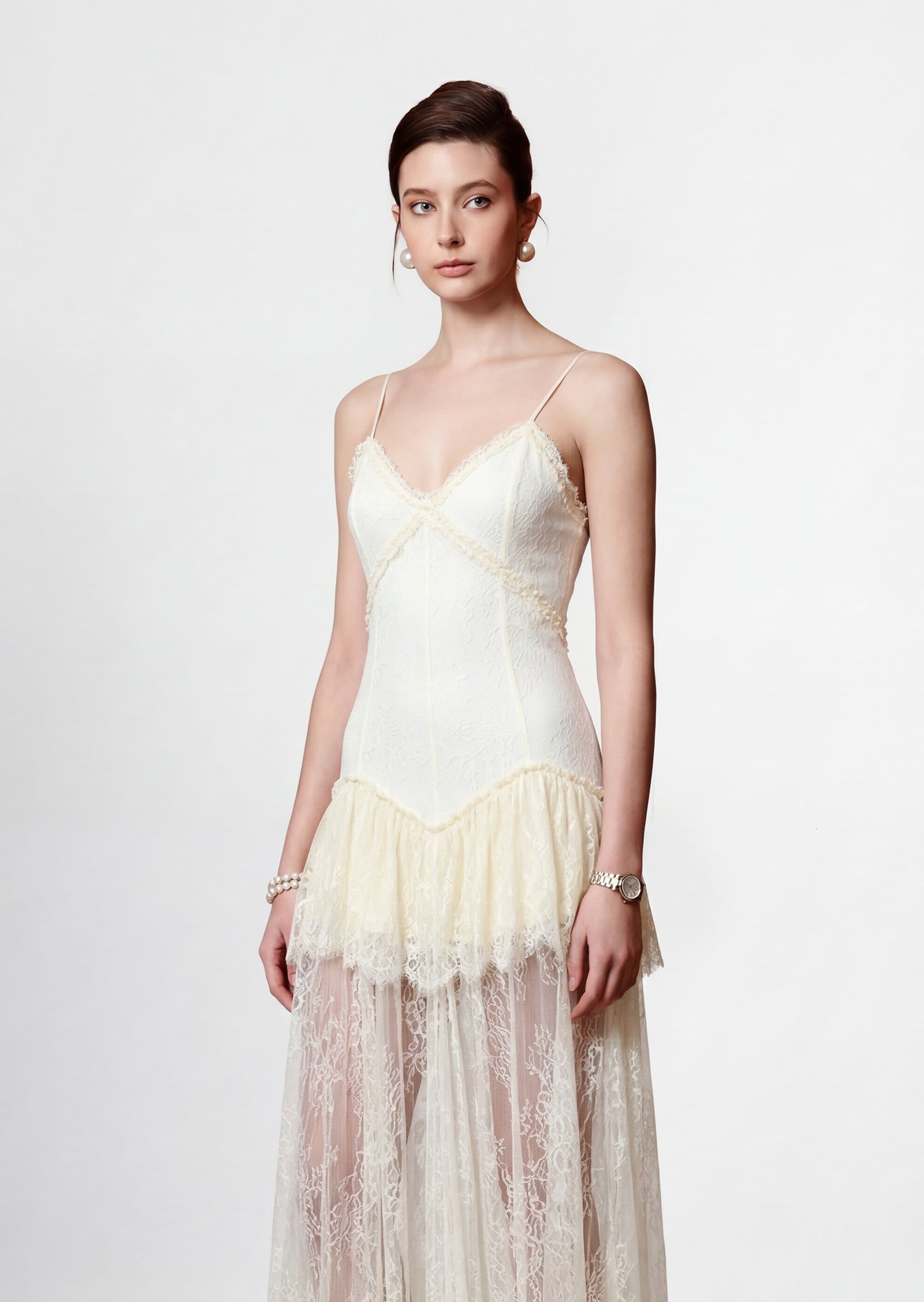 Gayu Lace Midi Dress In Ivory