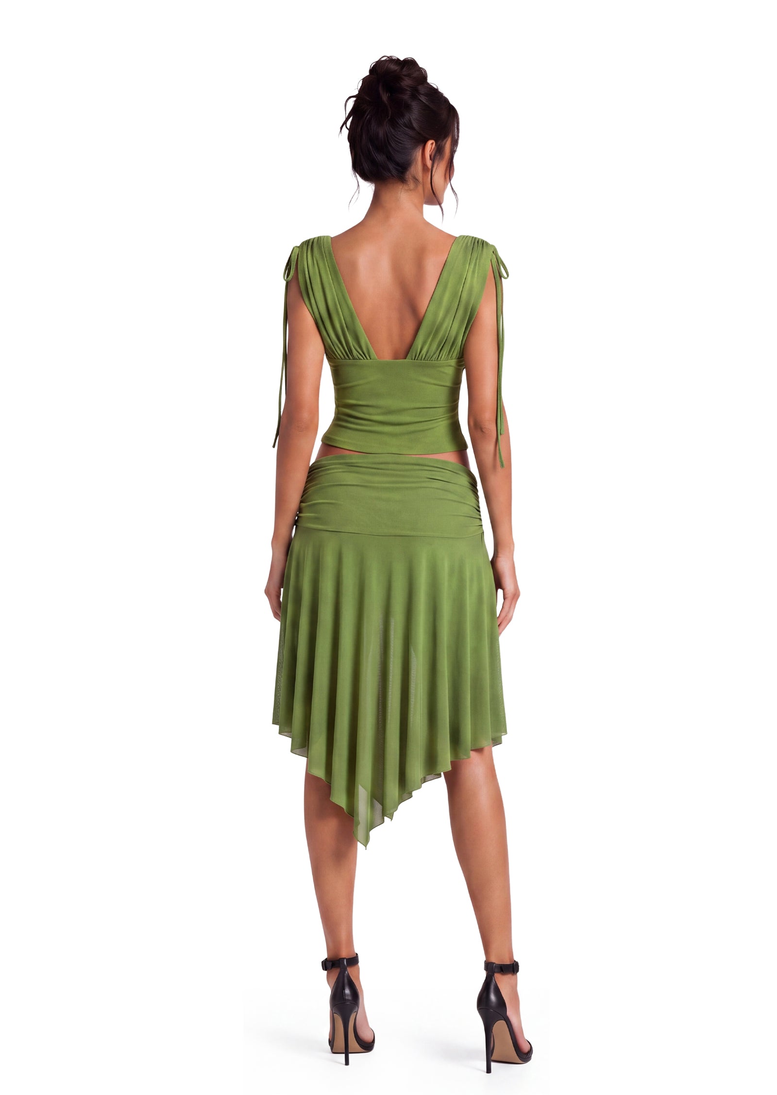 Gaius Deep V Neck Top & Skirt Set