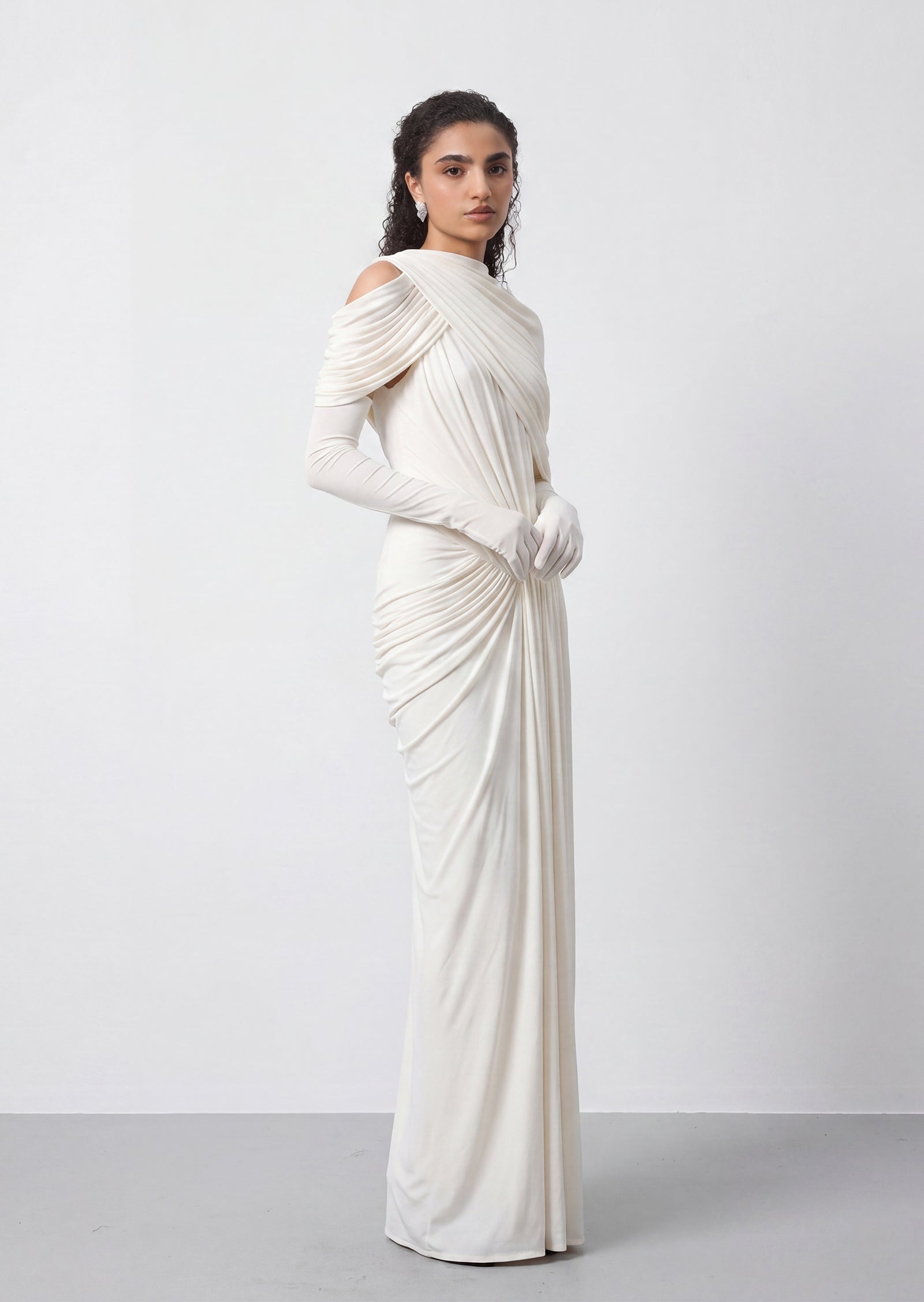 Midikleid in A-Linie mit Blumenmuster und Laternenärmeln