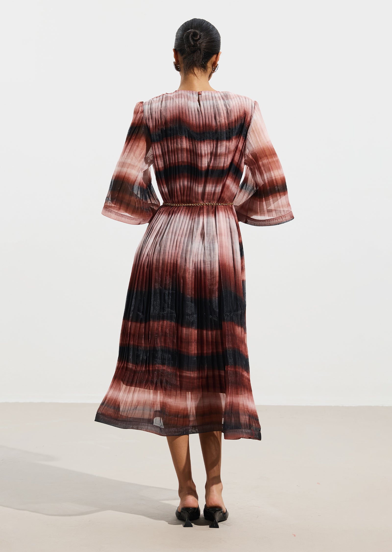 Pleated Tie Dyed Georgette Midi Dress