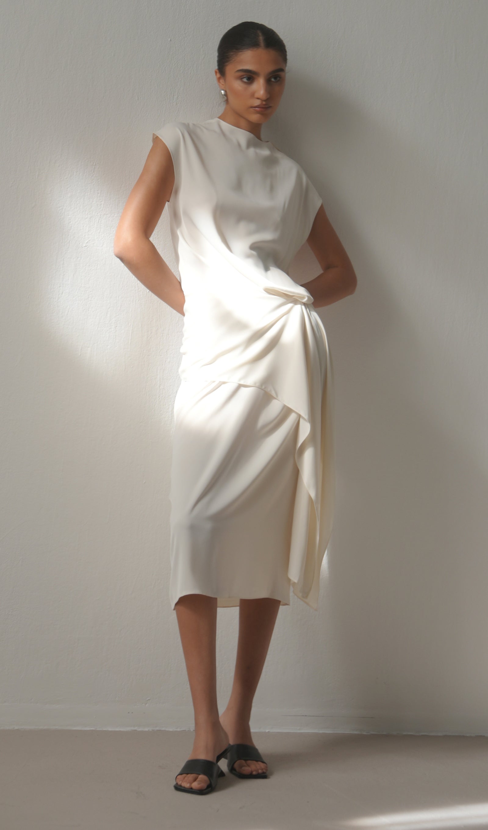 Asymmetrical Dress With Off Shoulder Design