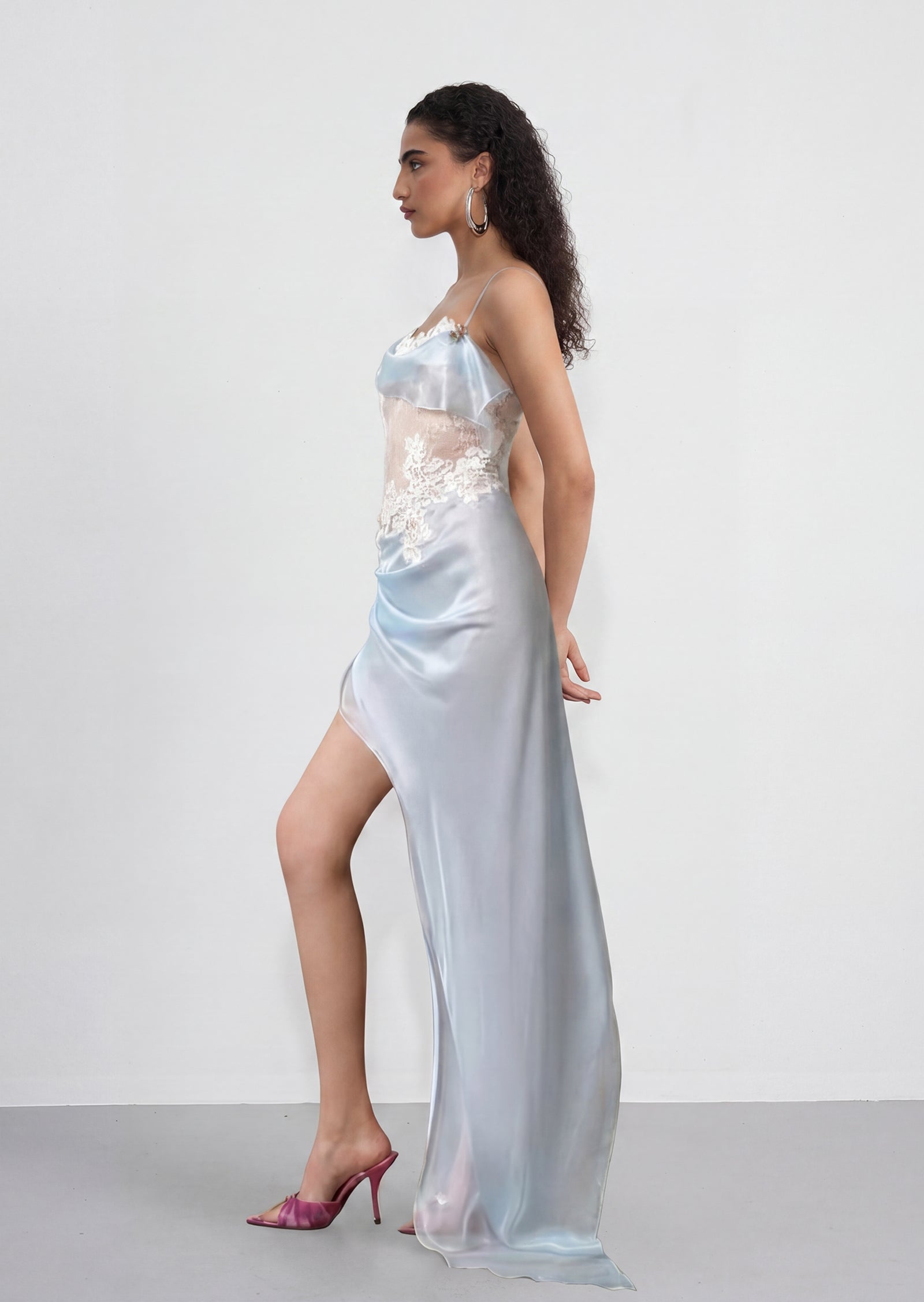Ventosa Asymmetrical Dress In Baby Blue
