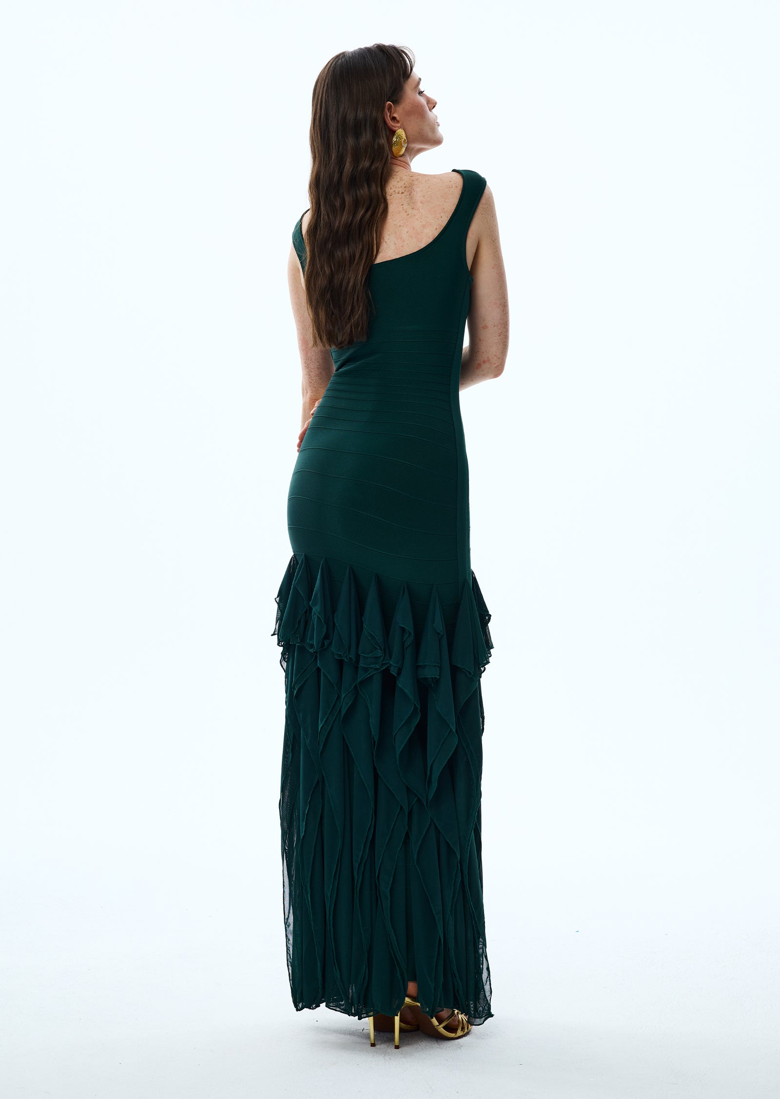 Midikleid in A-Linie mit Blumenmuster und Laternenärmeln