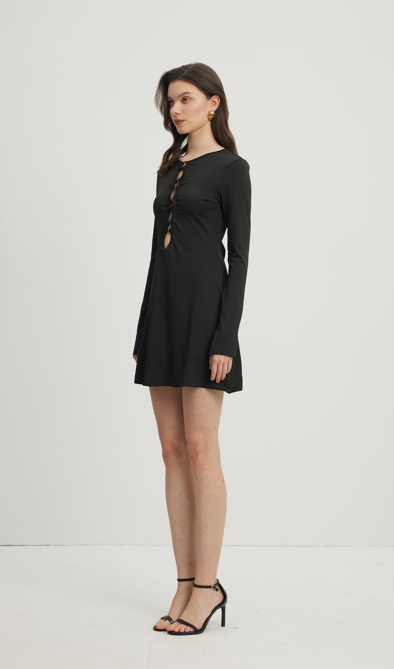 Midikleid in A-Linie mit Blumenmuster und Laternenärmeln