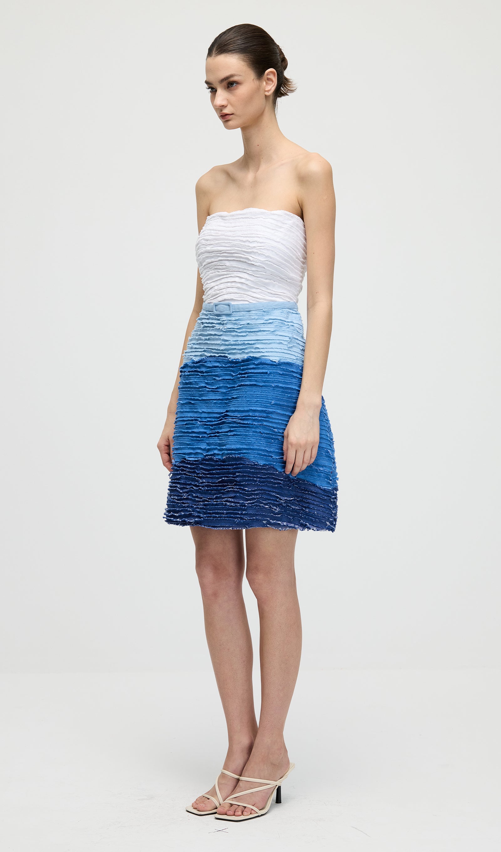 Midikleid in A-Linie mit Blumenmuster und Laternenärmeln