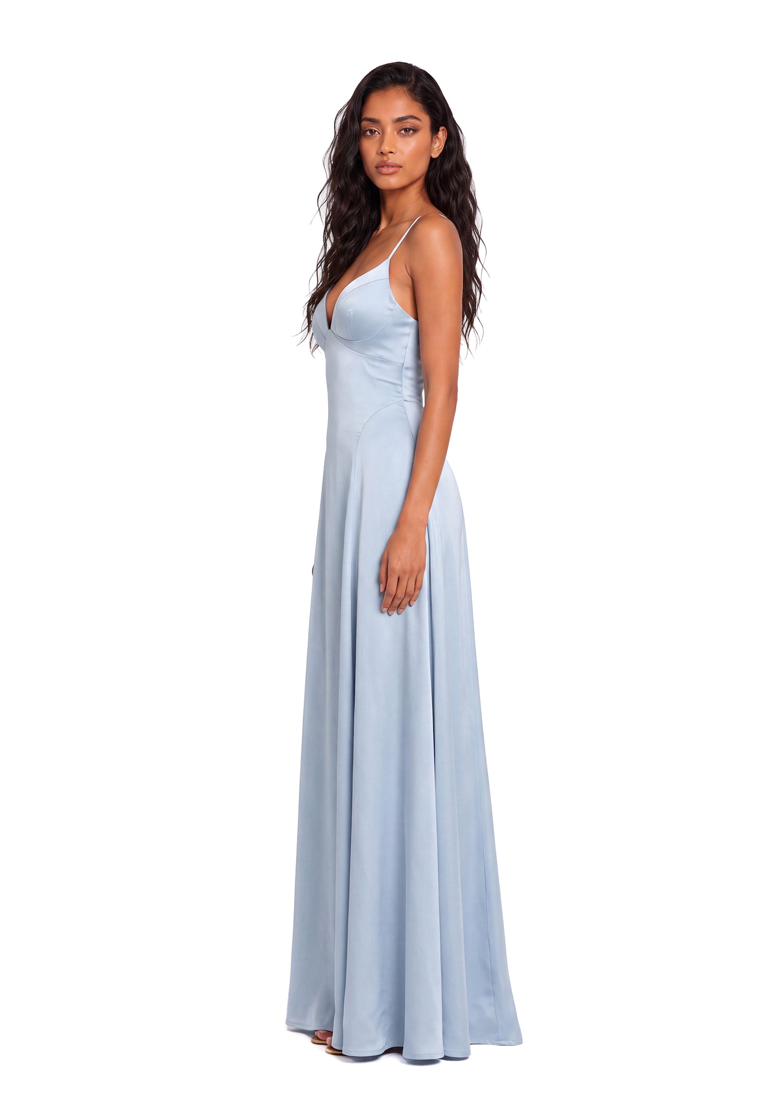 Taber Satin Maxi Dress In Blue