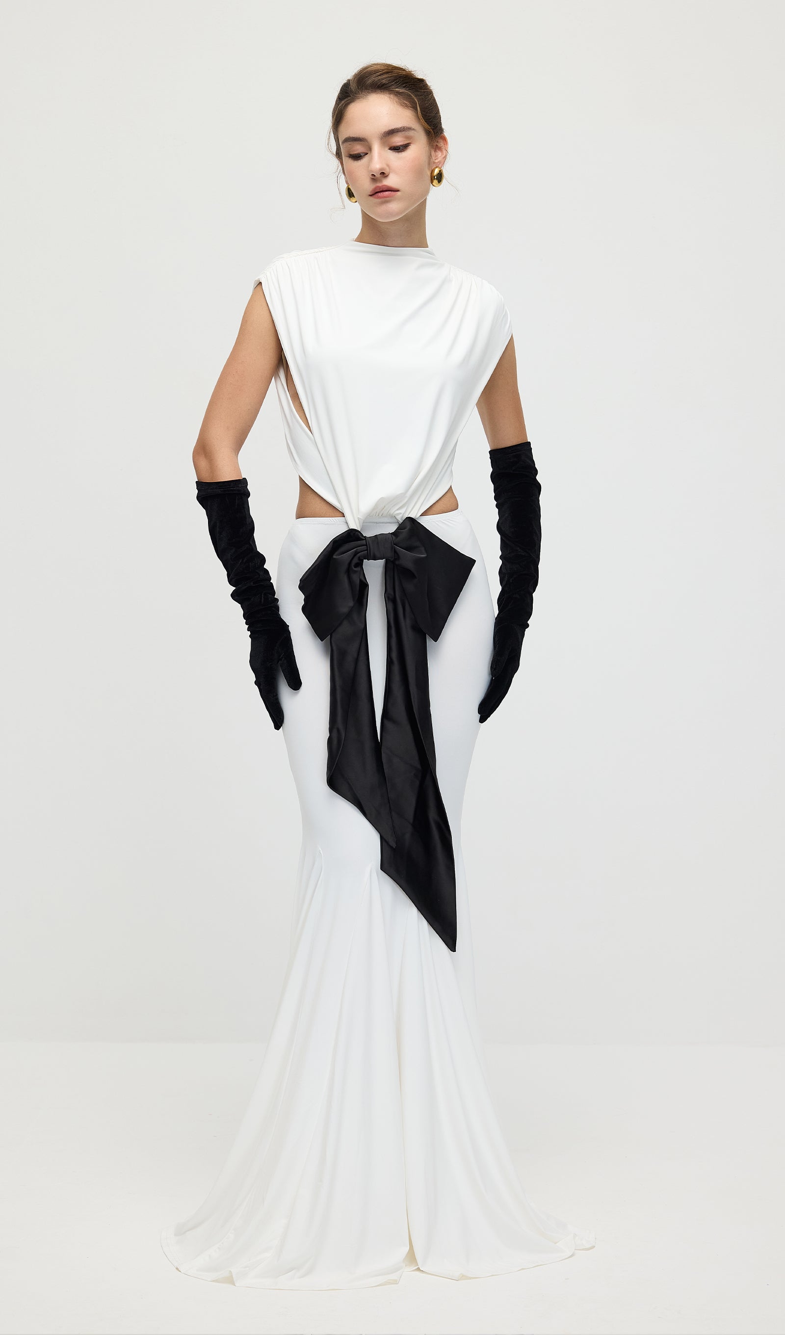 Midikleid in A-Linie mit Blumenmuster und Laternenärmeln