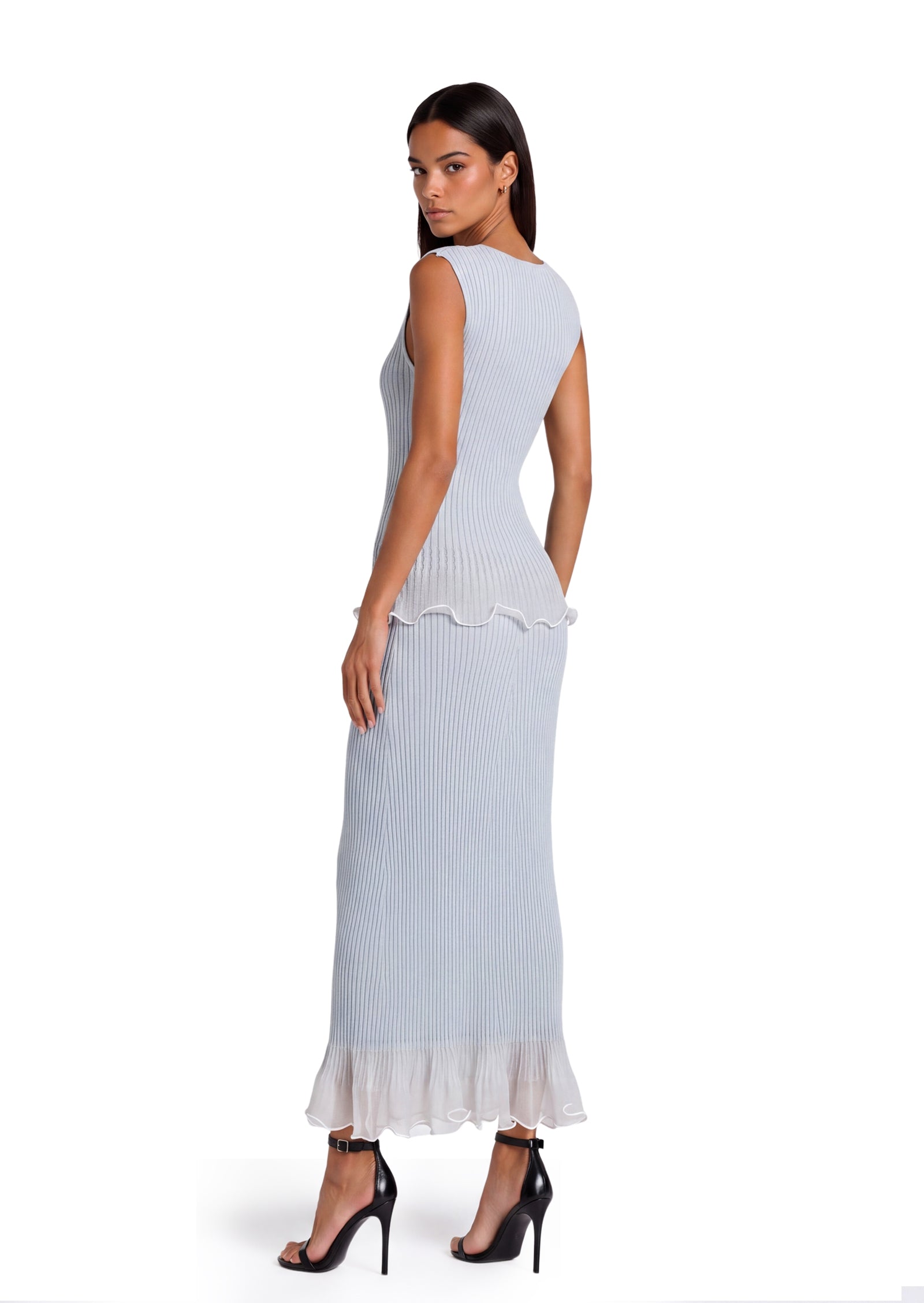 Midikleid in A-Linie mit Blumenmuster und Laternenärmeln