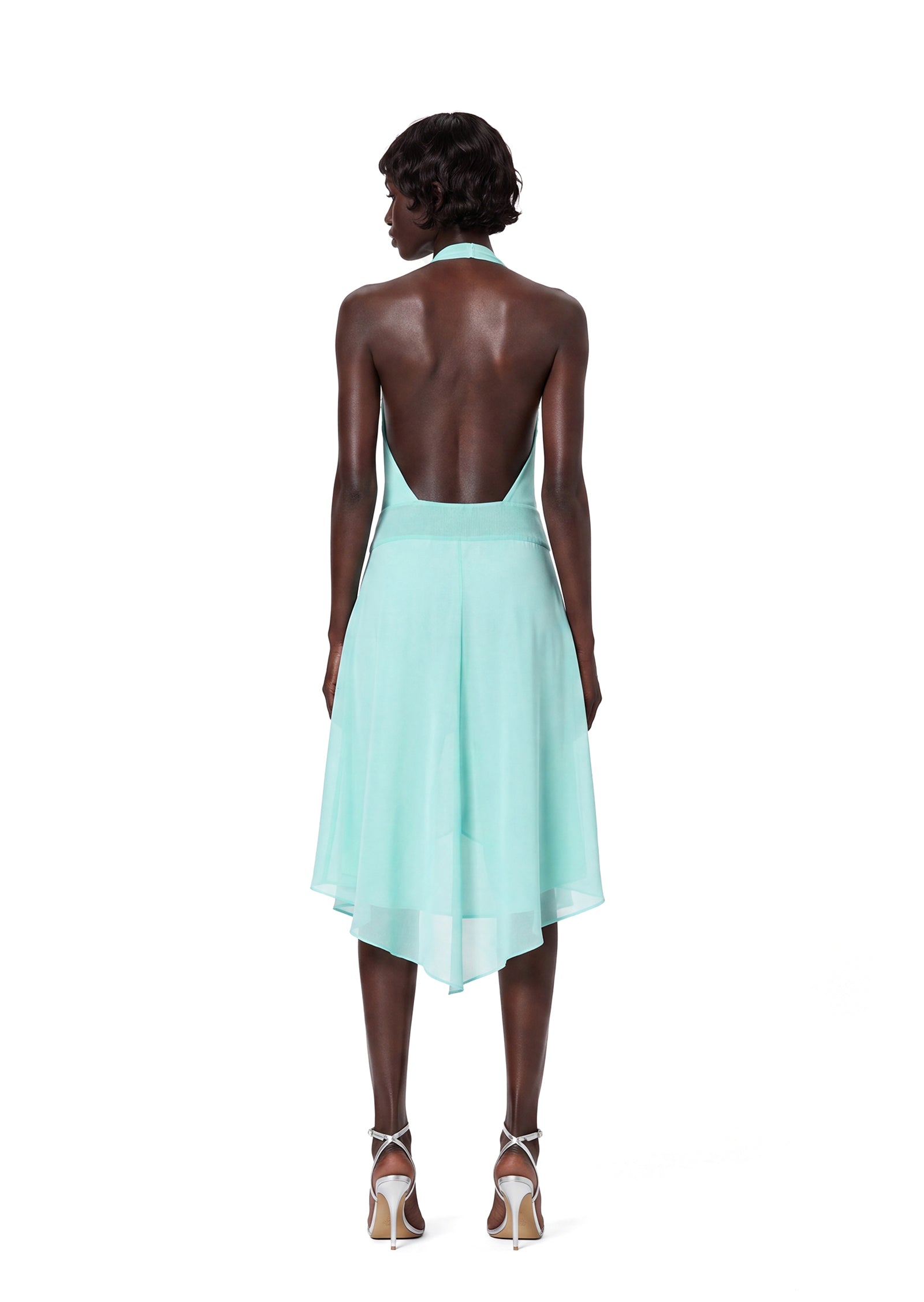 Midikleid in A-Linie mit Blumenmuster und Laternenärmeln