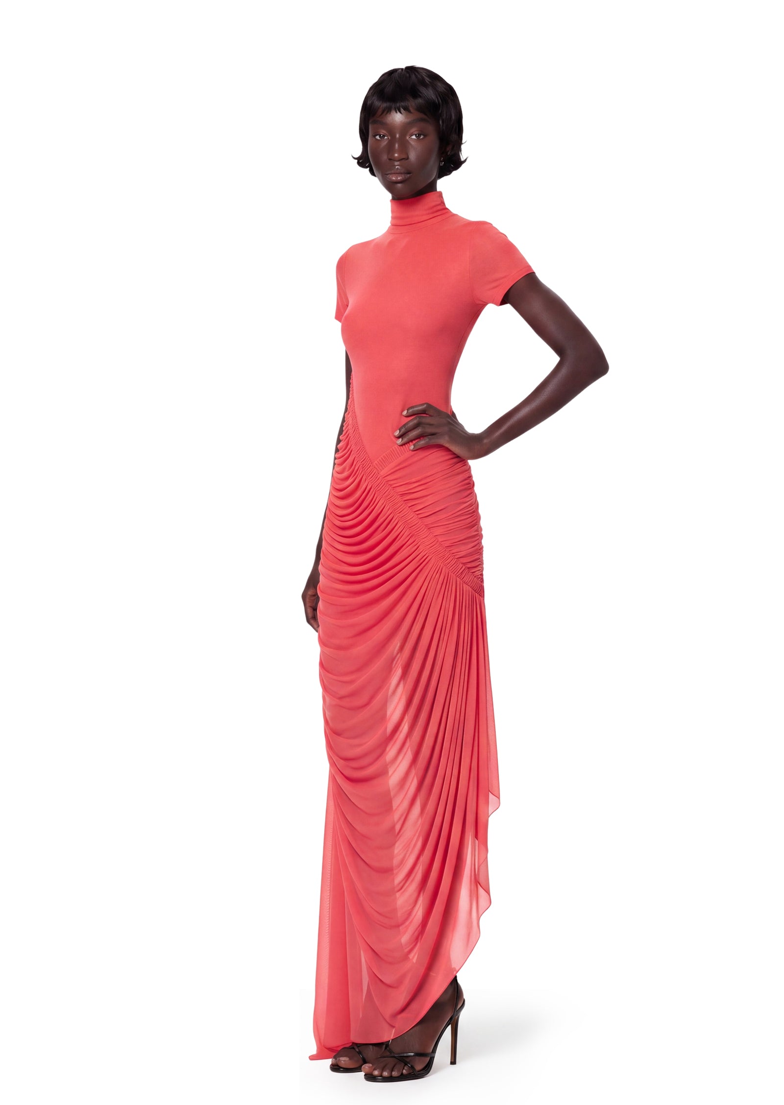 Midikleid in A-Linie mit Blumenmuster und Laternenärmeln