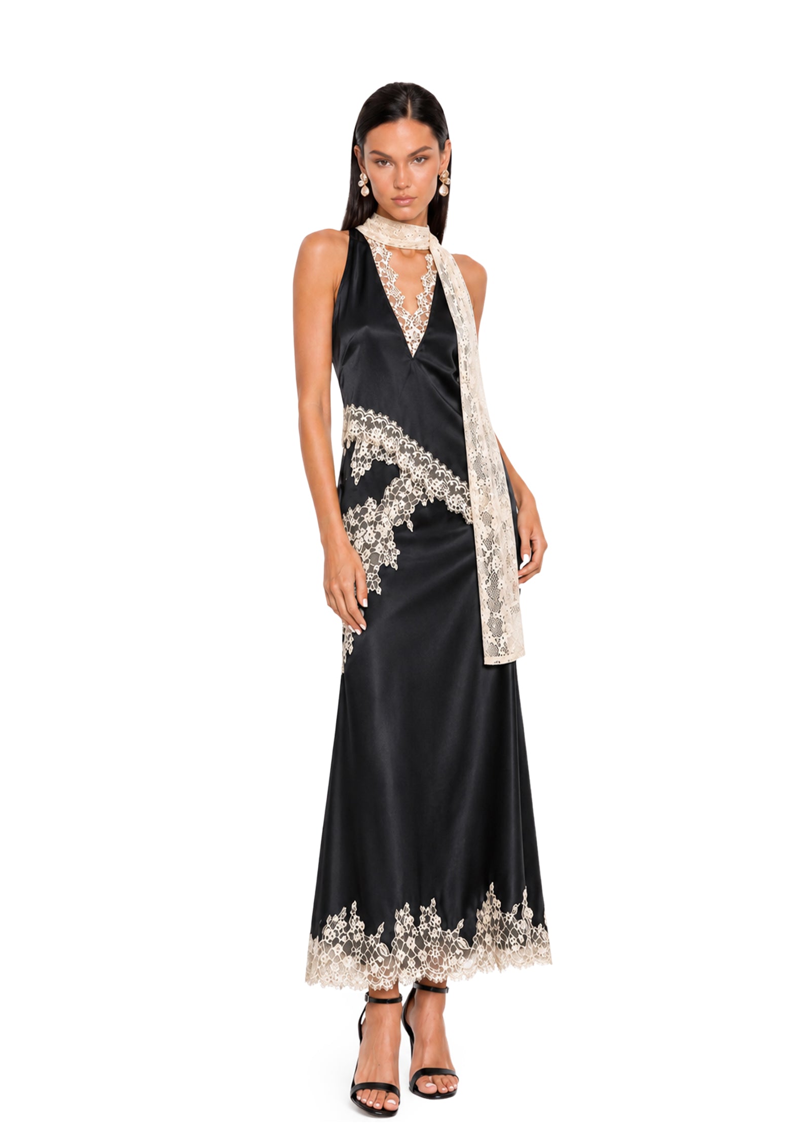 Tadhg Satin Lace Sleeveless Dress Set