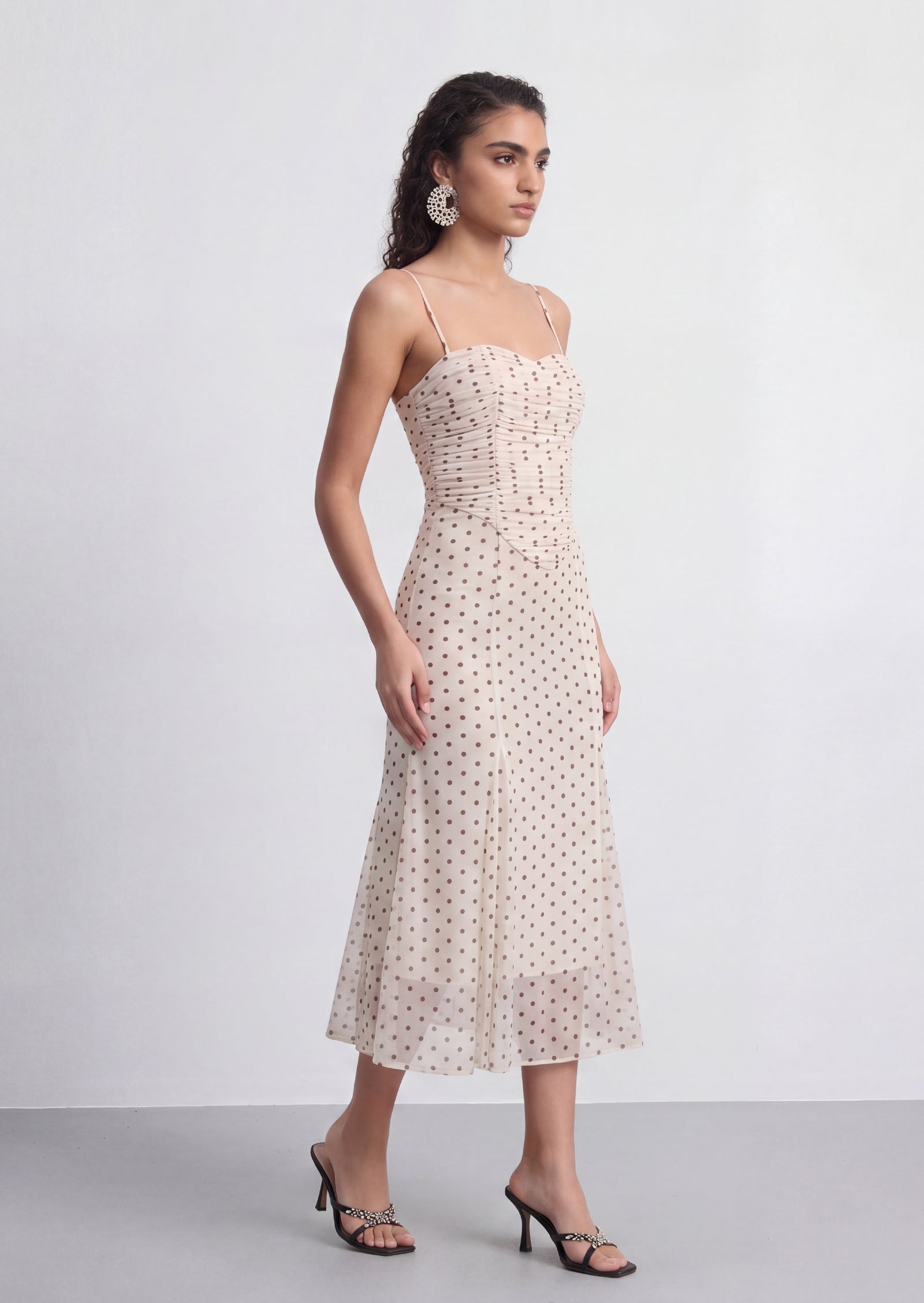 Midikleid in A-Linie mit Blumenmuster und Laternenärmeln