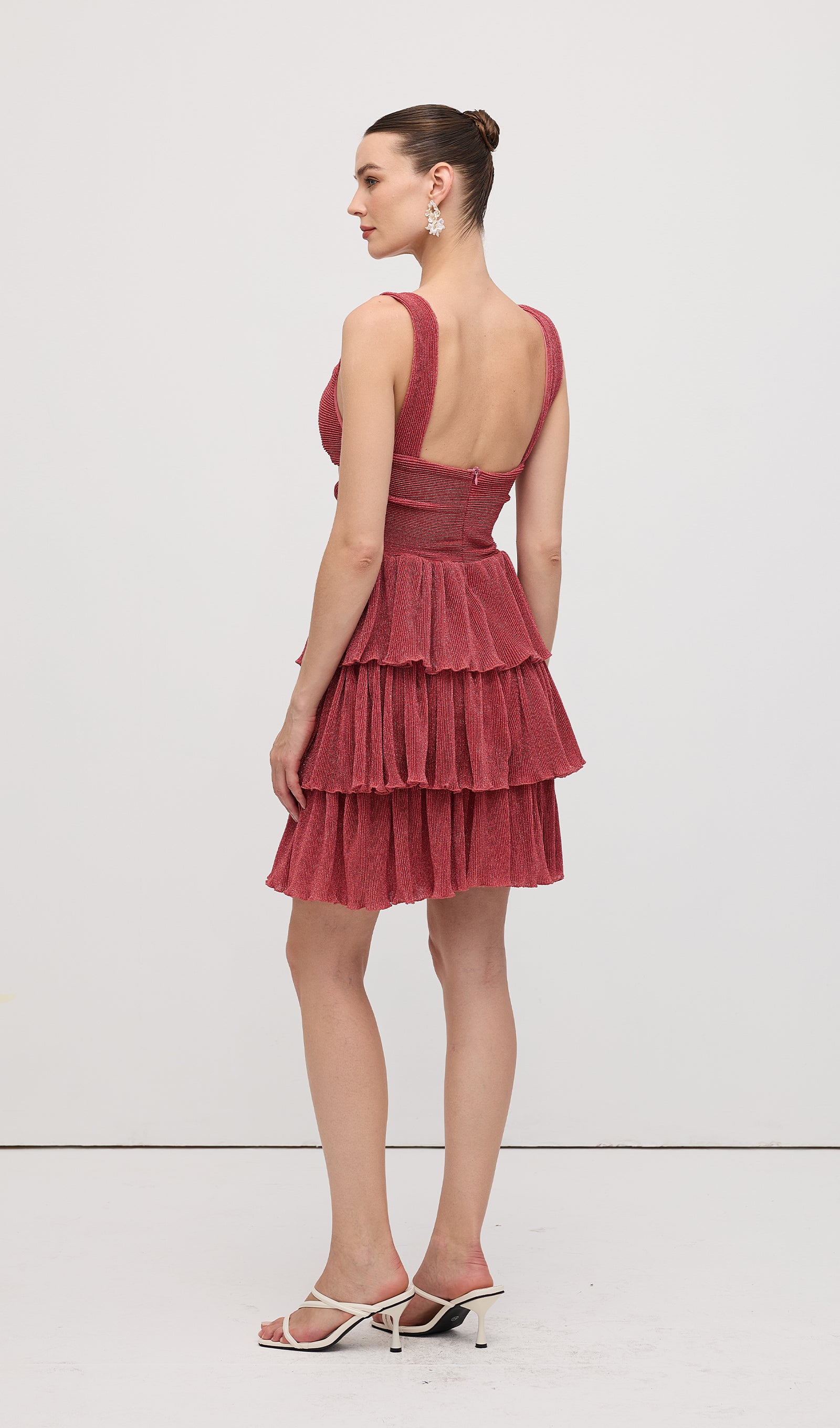 Midikleid in A-Linie mit Blumenmuster und Laternenärmeln