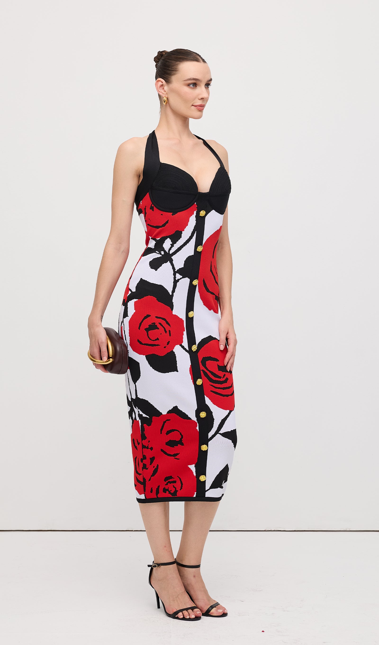 Floral Jacquard Knit Midi Dress
