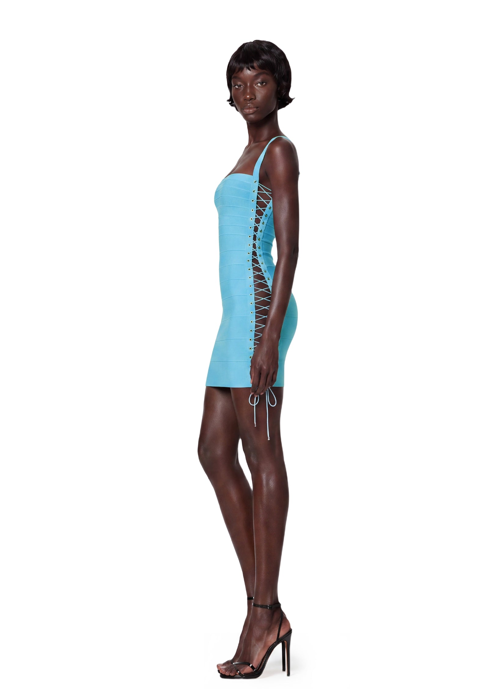 Ehawee Sleeveless Side Tie Stretch Mini Dress