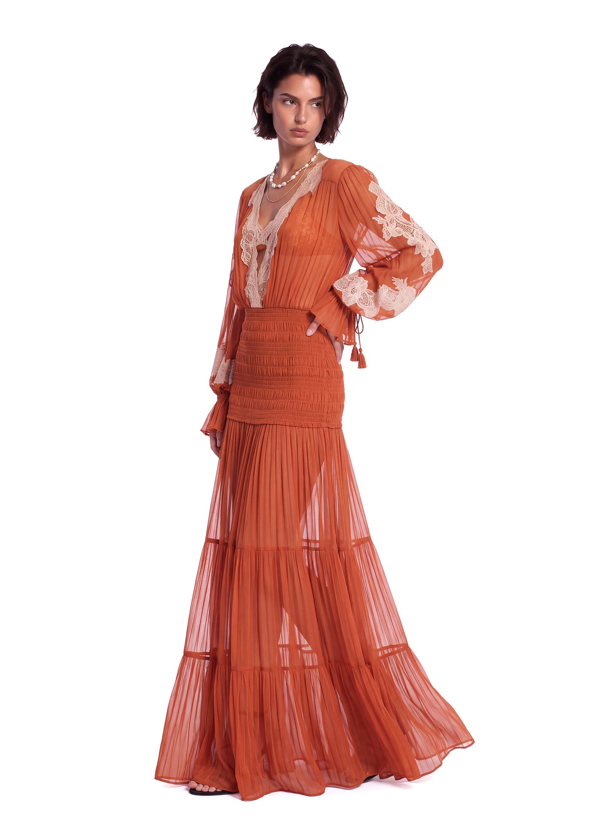 Macario Long Sleeve Lace Maxi Dress