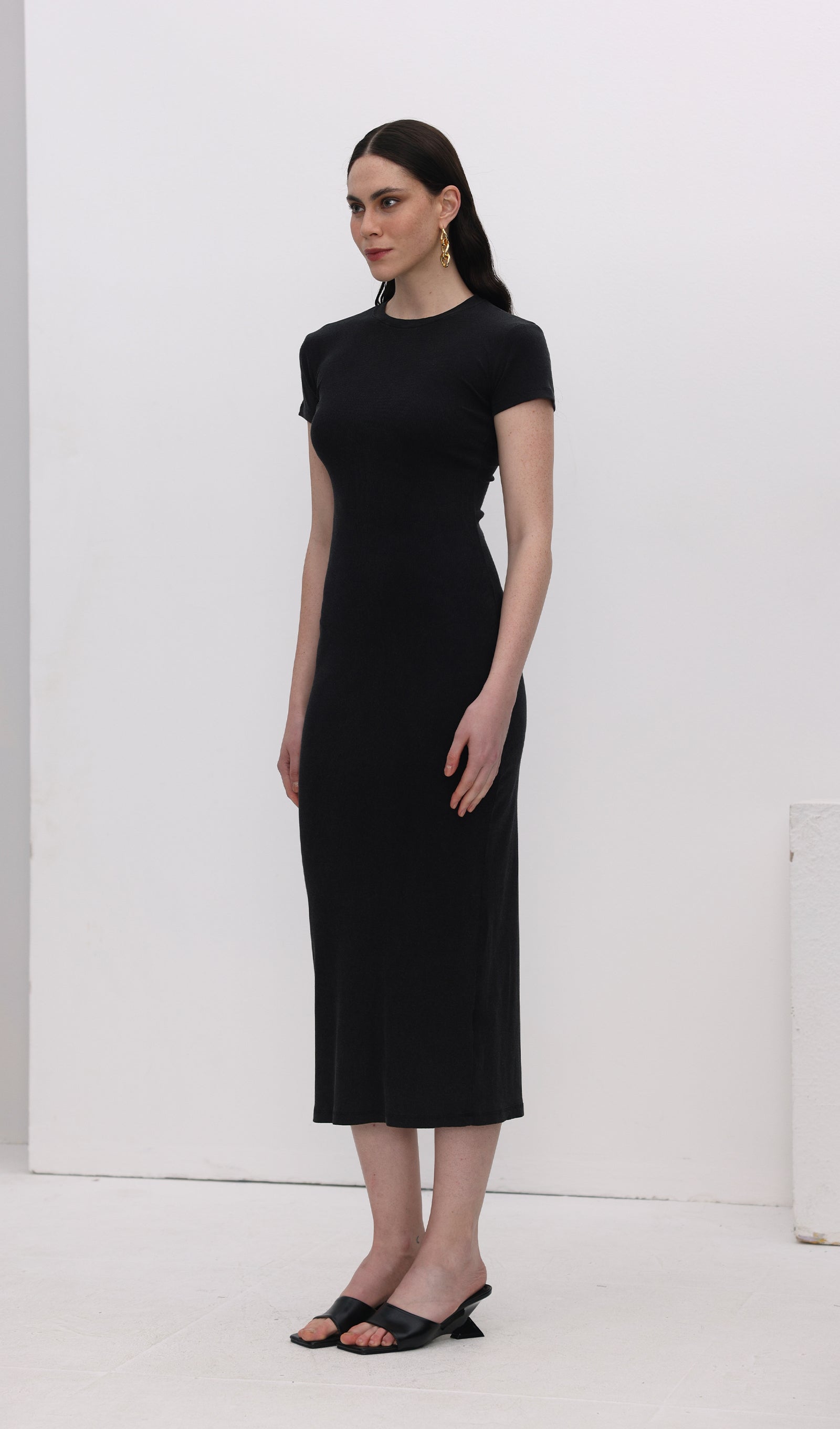 Midikleid in A-Linie mit Blumenmuster und Laternenärmeln