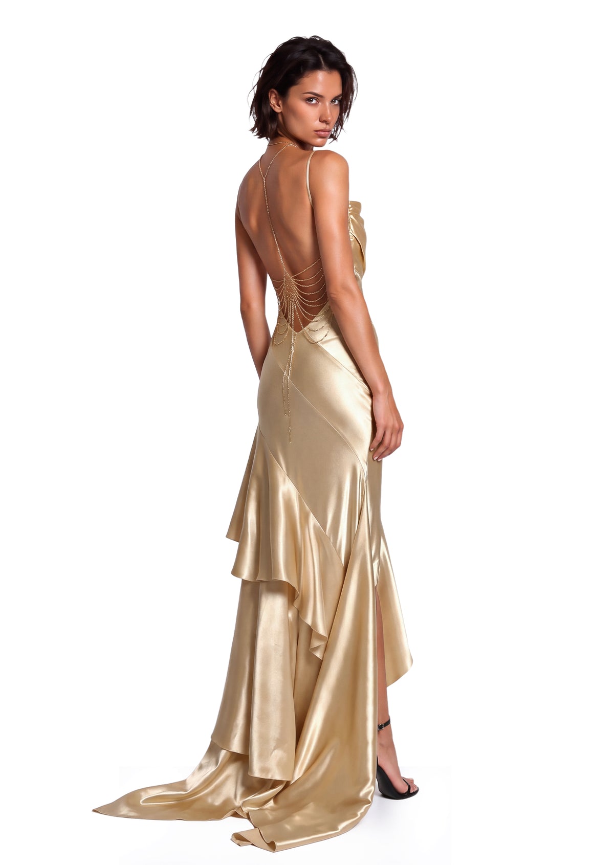 Zariel Open Back Ruffled Maxi Dress