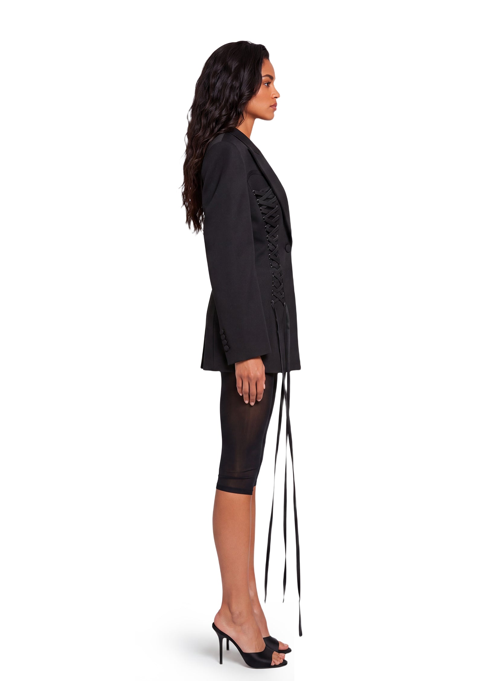 Zacharee Lace-up Blazer In Black