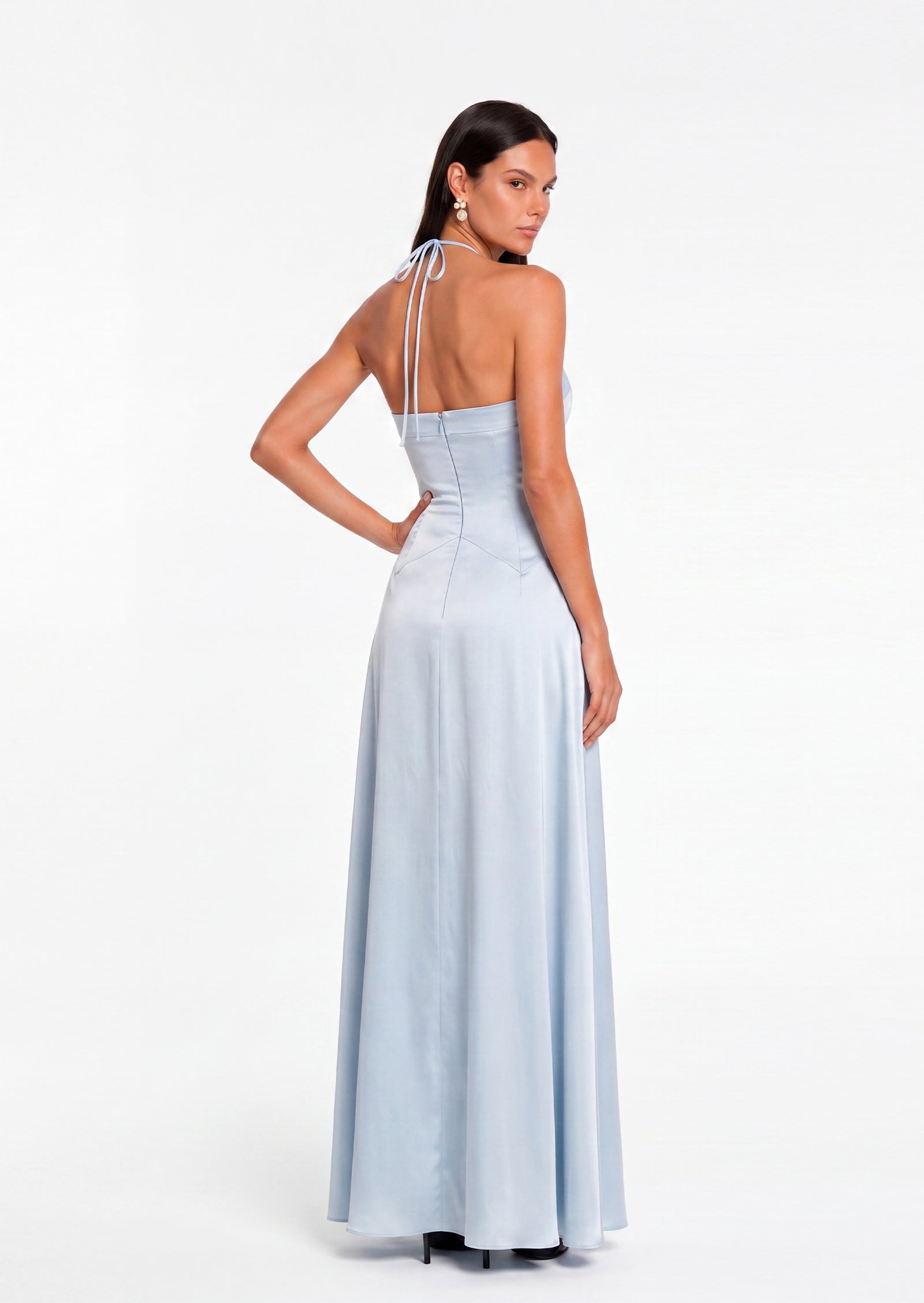 Midikleid in A-Linie mit Blumenmuster und Laternenärmeln